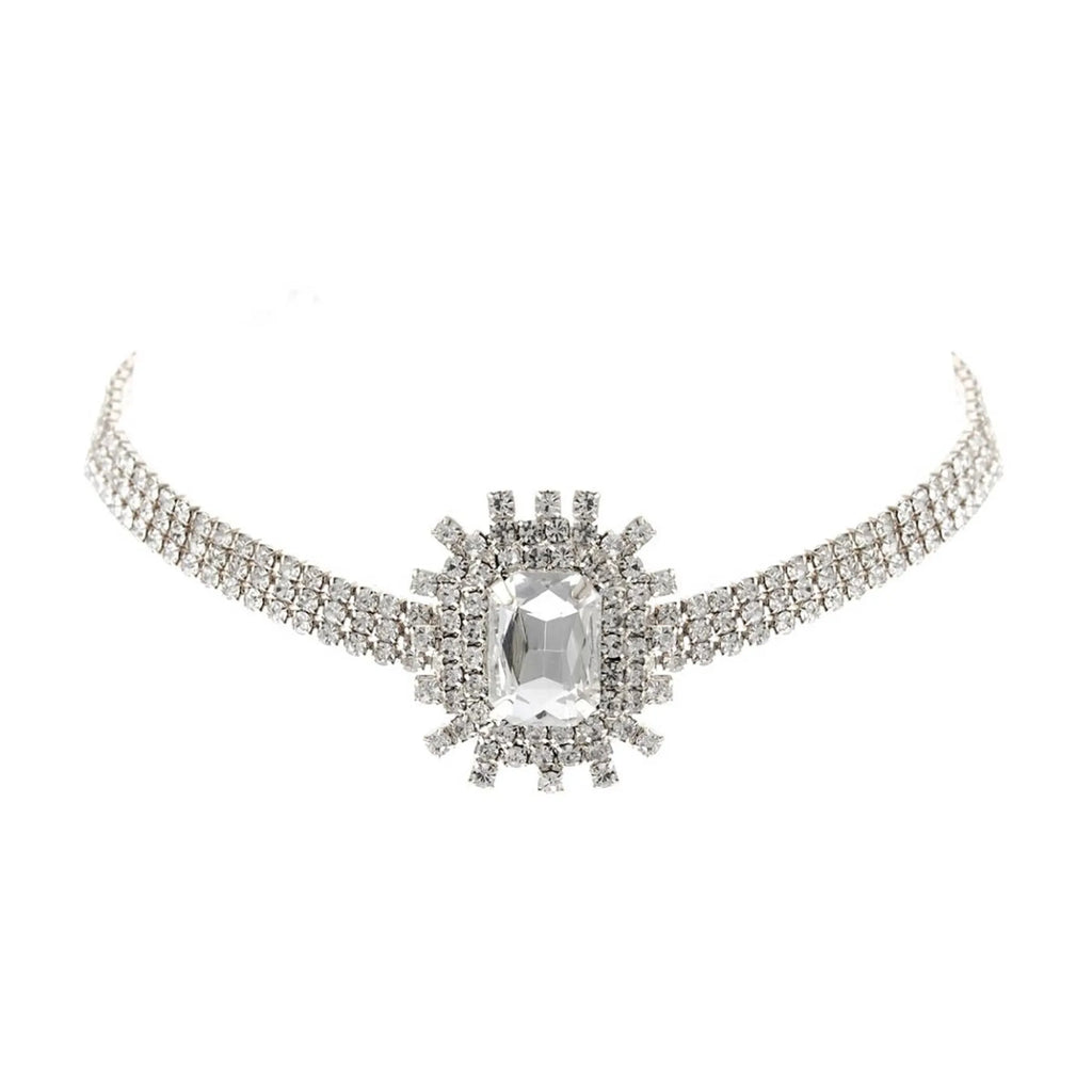 Silver Rectangle Burst Stone