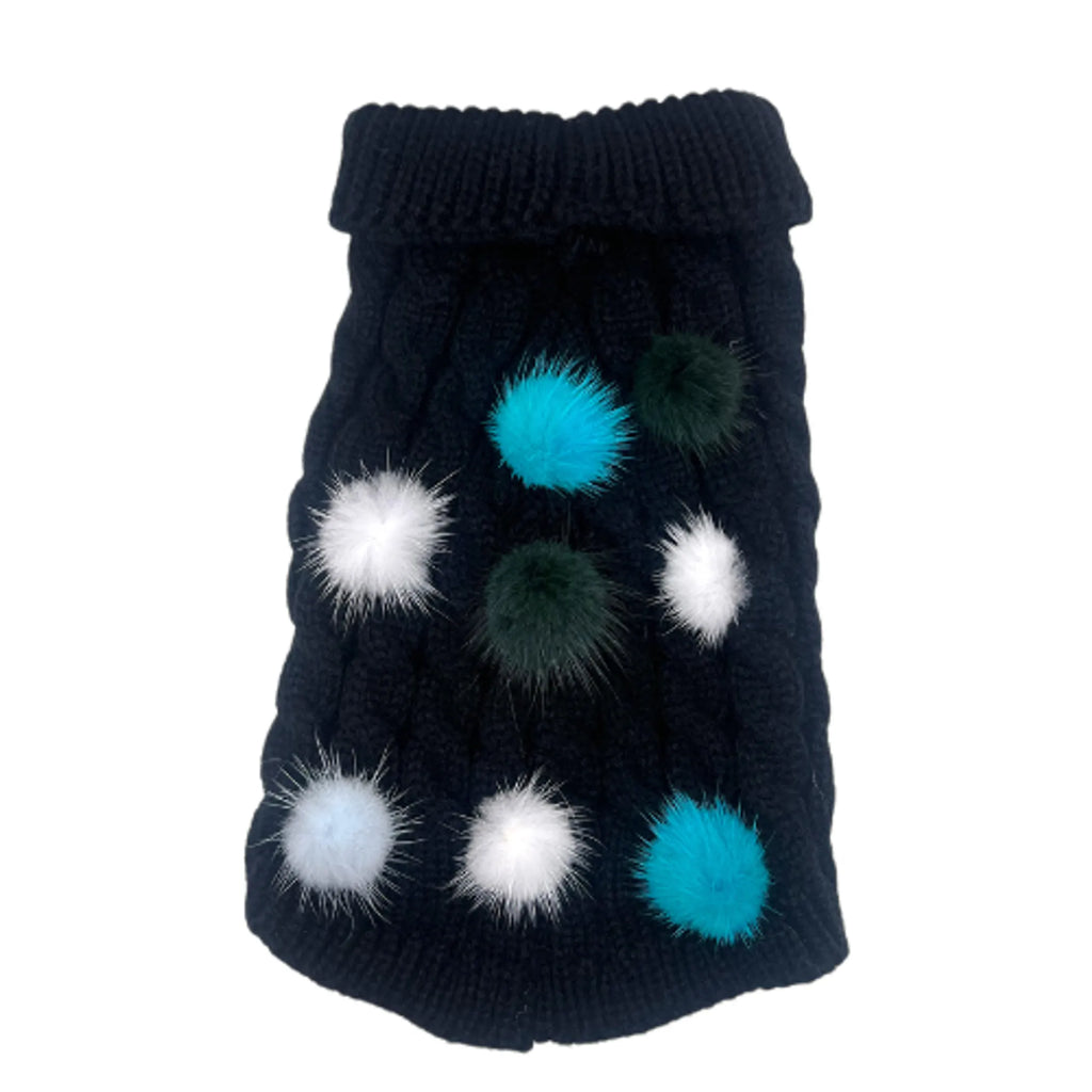 Mink Pom Knit Dog Sweater