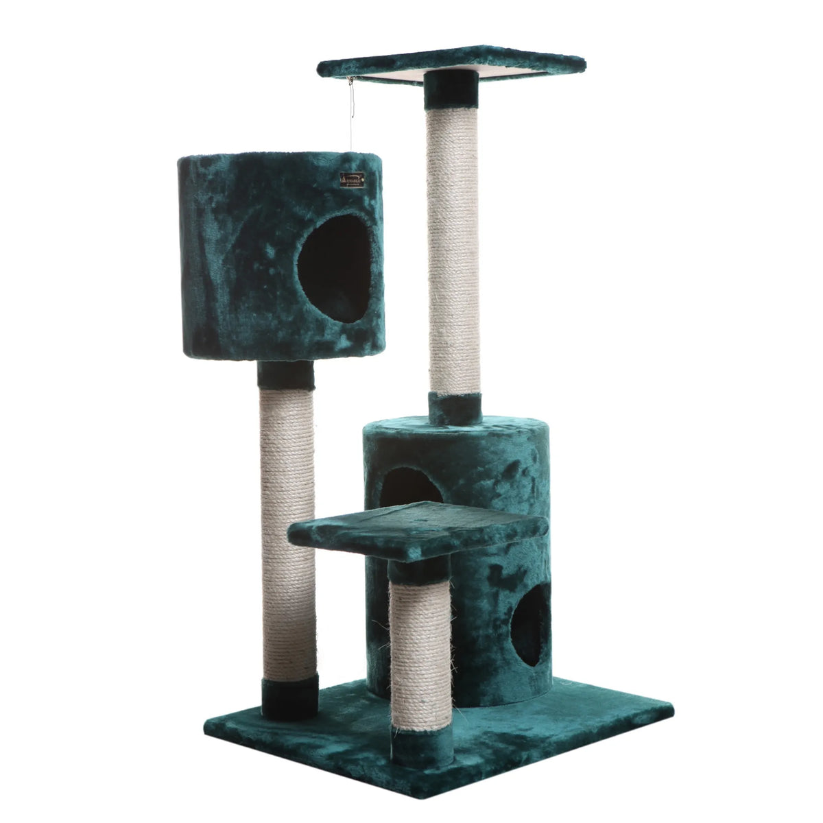Real Woood Cat Tree House W 2 Private Condos 43" Green