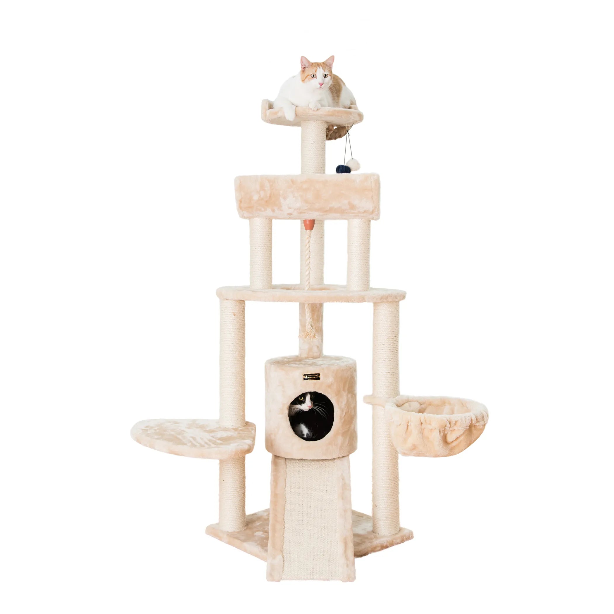 Armarkat Real Wood Spacious Thick Fur Cat Tower W Lounge