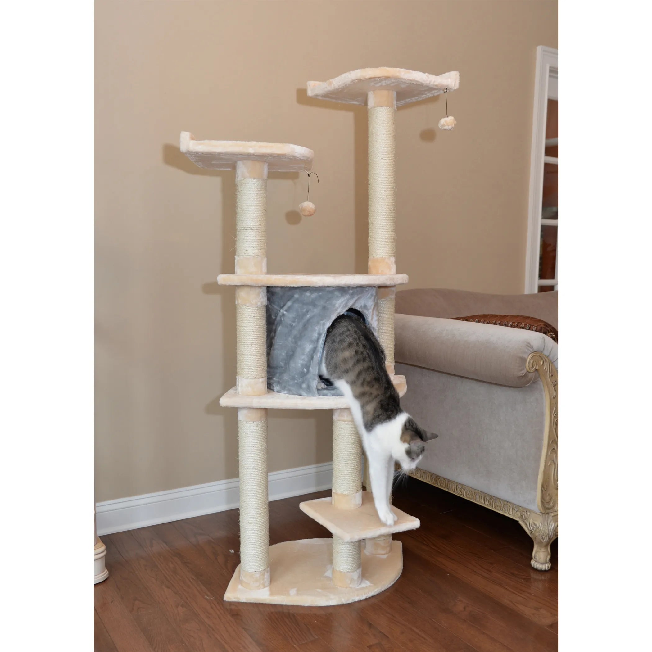 Armarkat 64" Real Wood Cat Tree W Sractch Sisal Post
