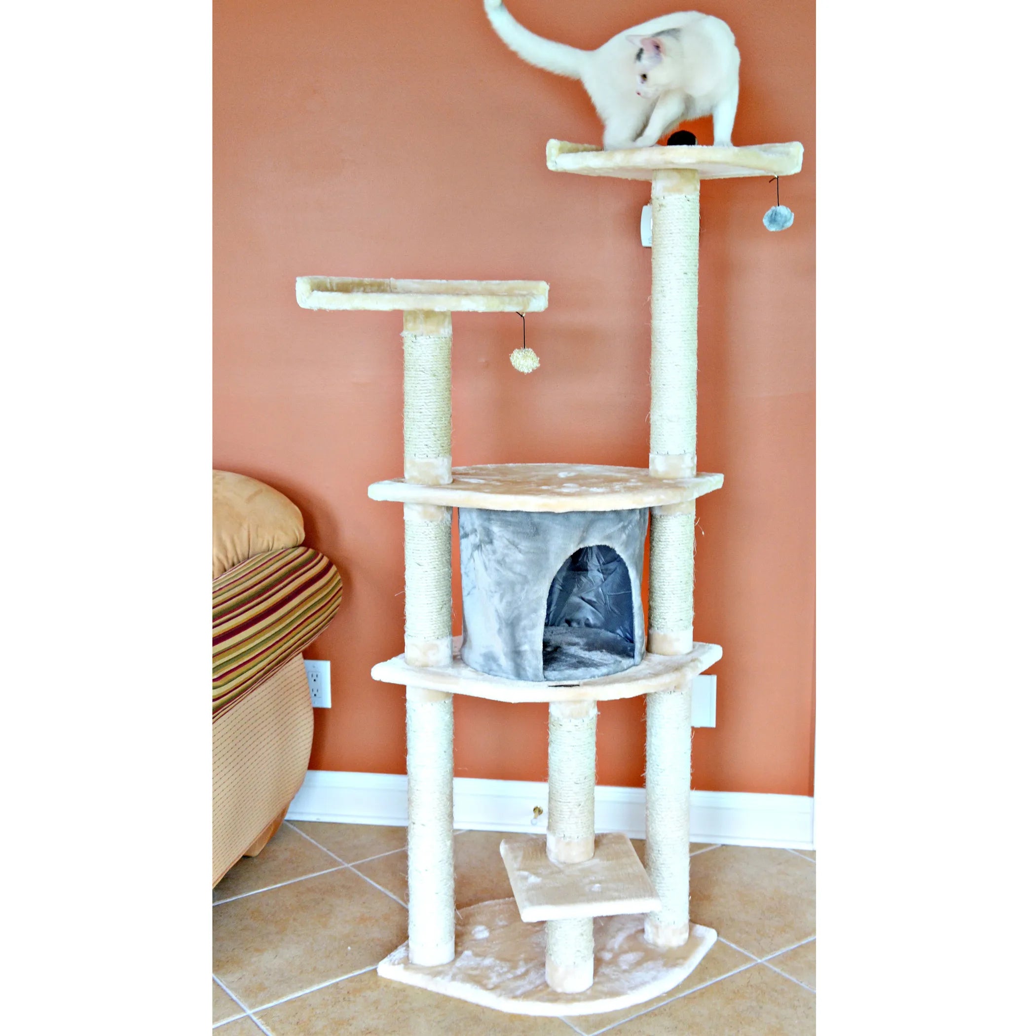 Armarkat 64" Real Wood Cat Tree W Sractch Sisal Post