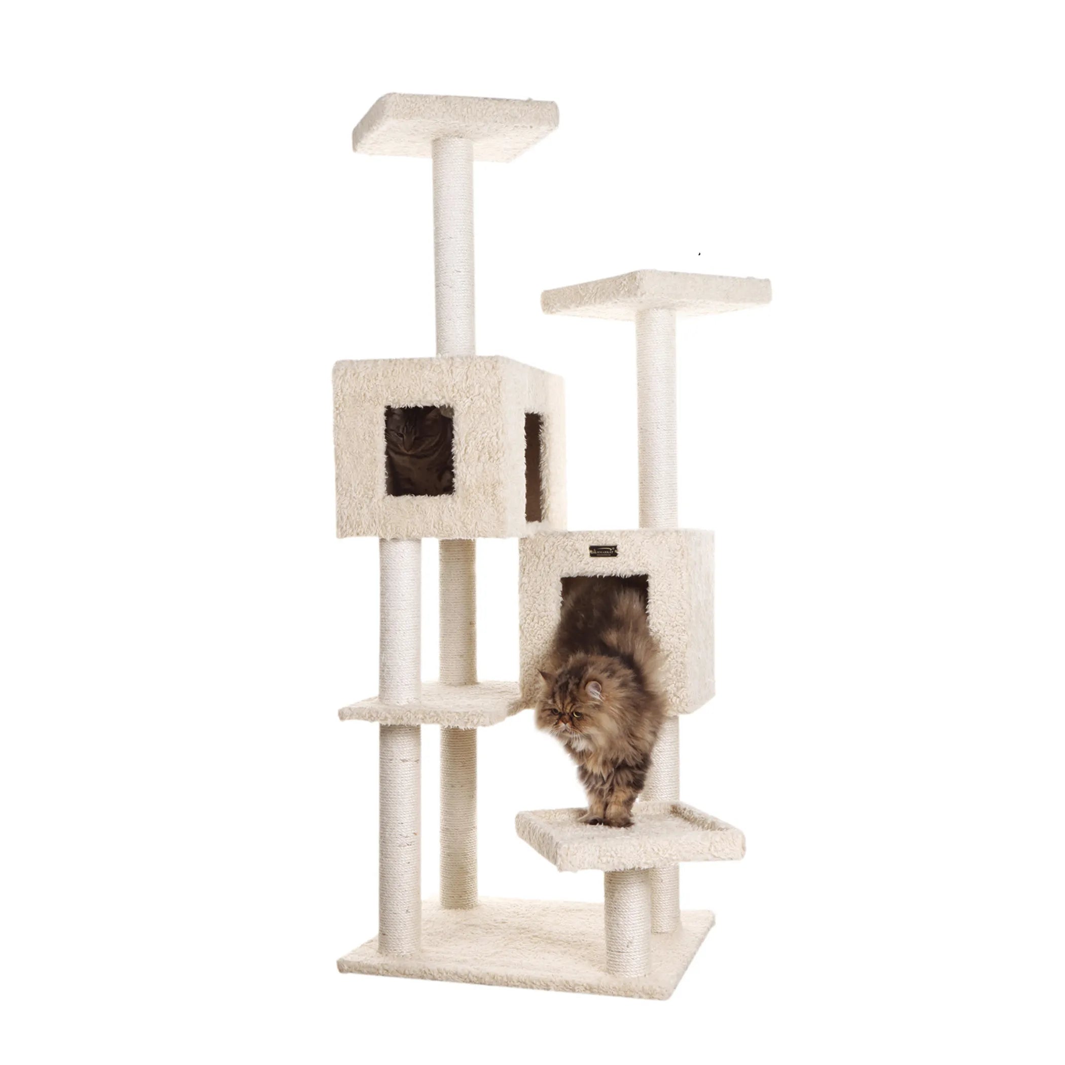 Multi-Level Real Wood Cat Tree W Two Condos, Perches A6702