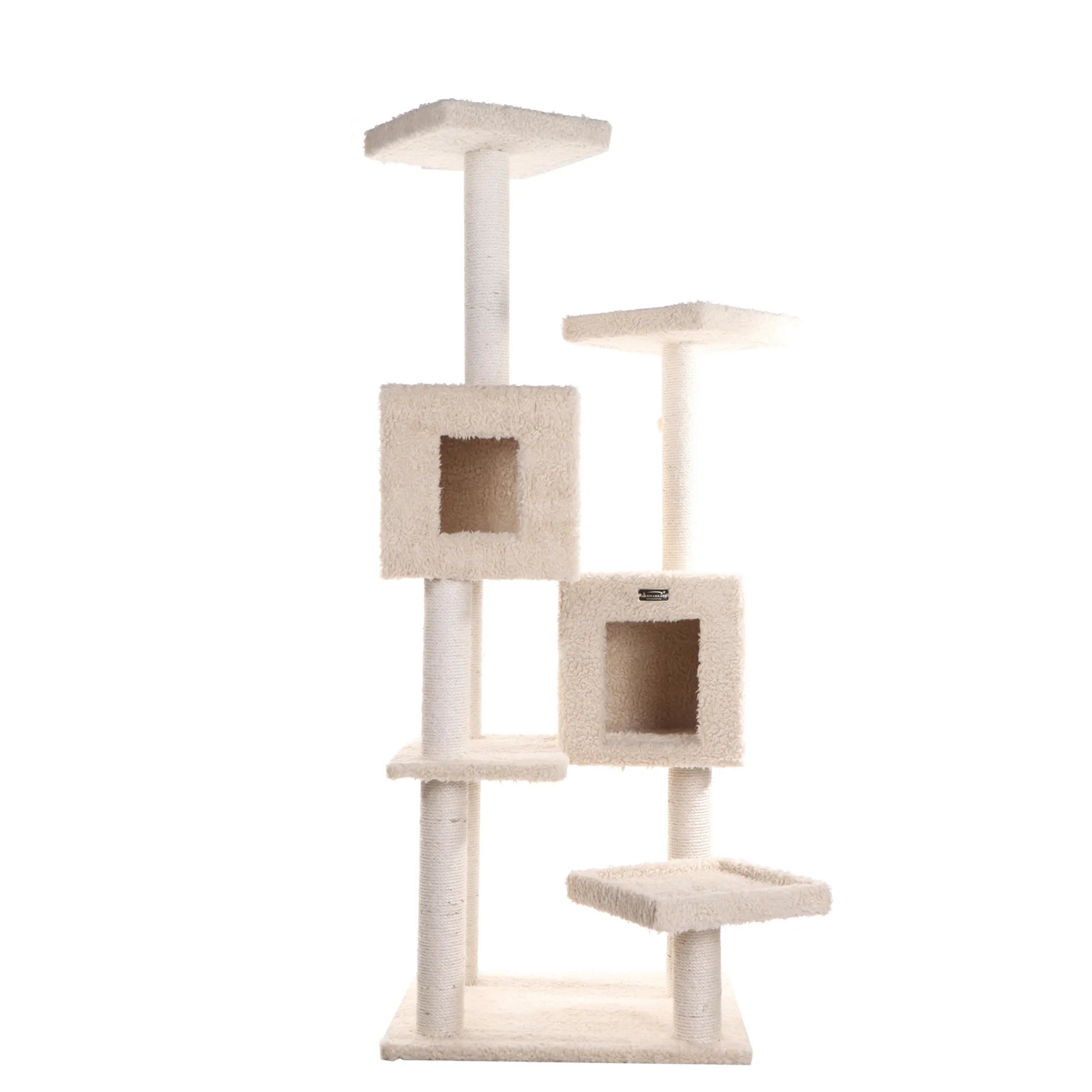 Multi-Level Real Wood Cat Tree W Two Condos, Perches A6702