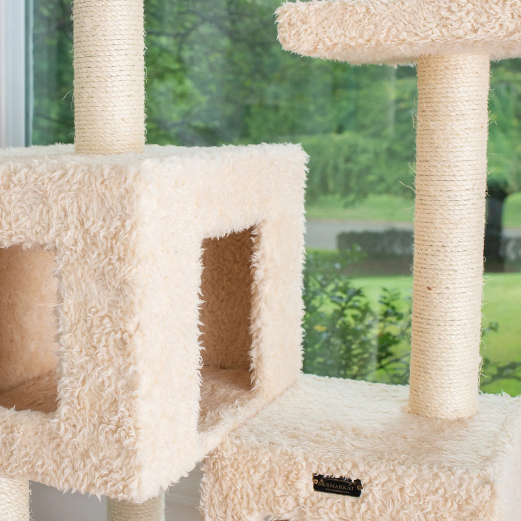 Multi-Level Real Wood Cat Tree W Two Condos, Perches A6702