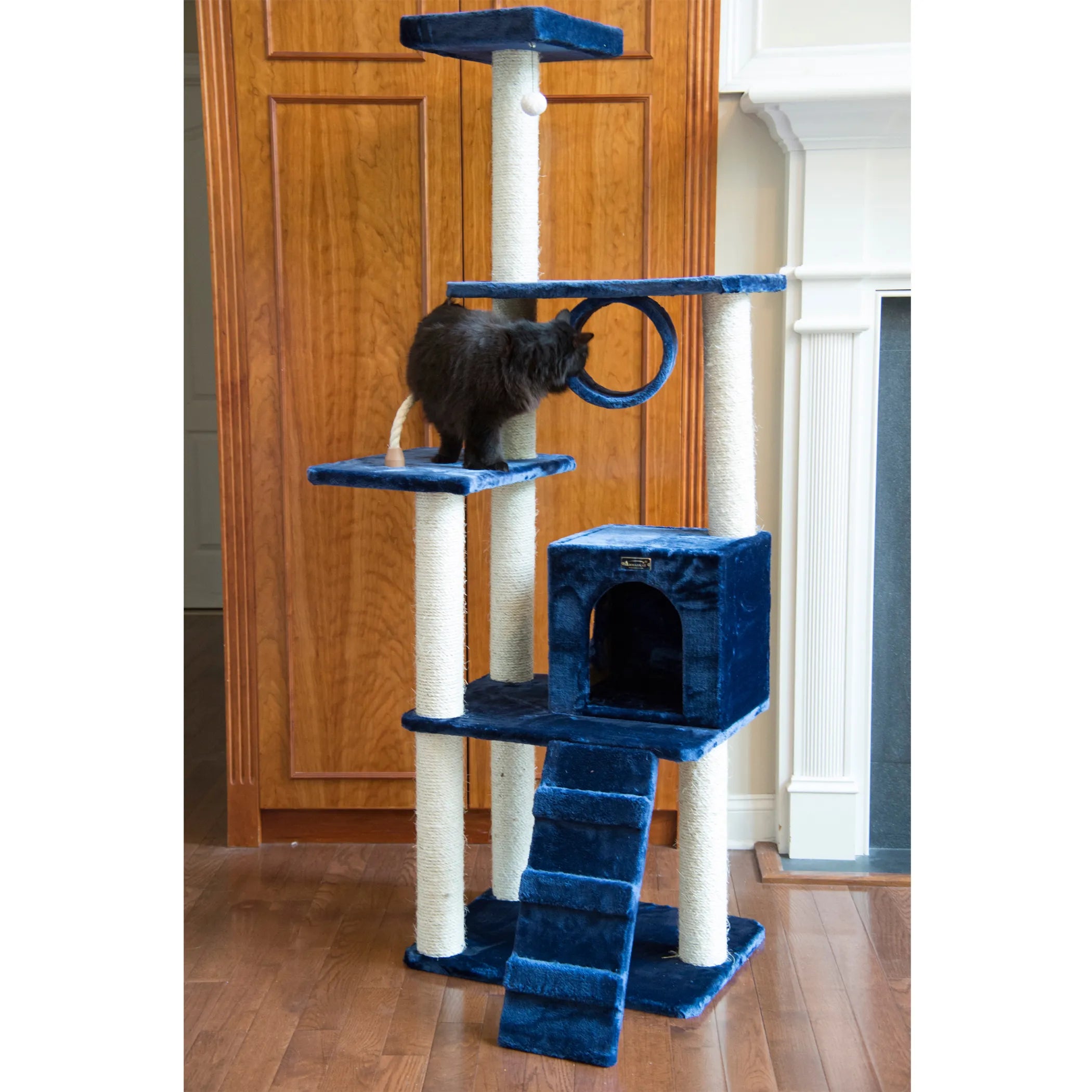 Real Wood 71" Navy Cat ClimbIng Tower Scratching Furniture