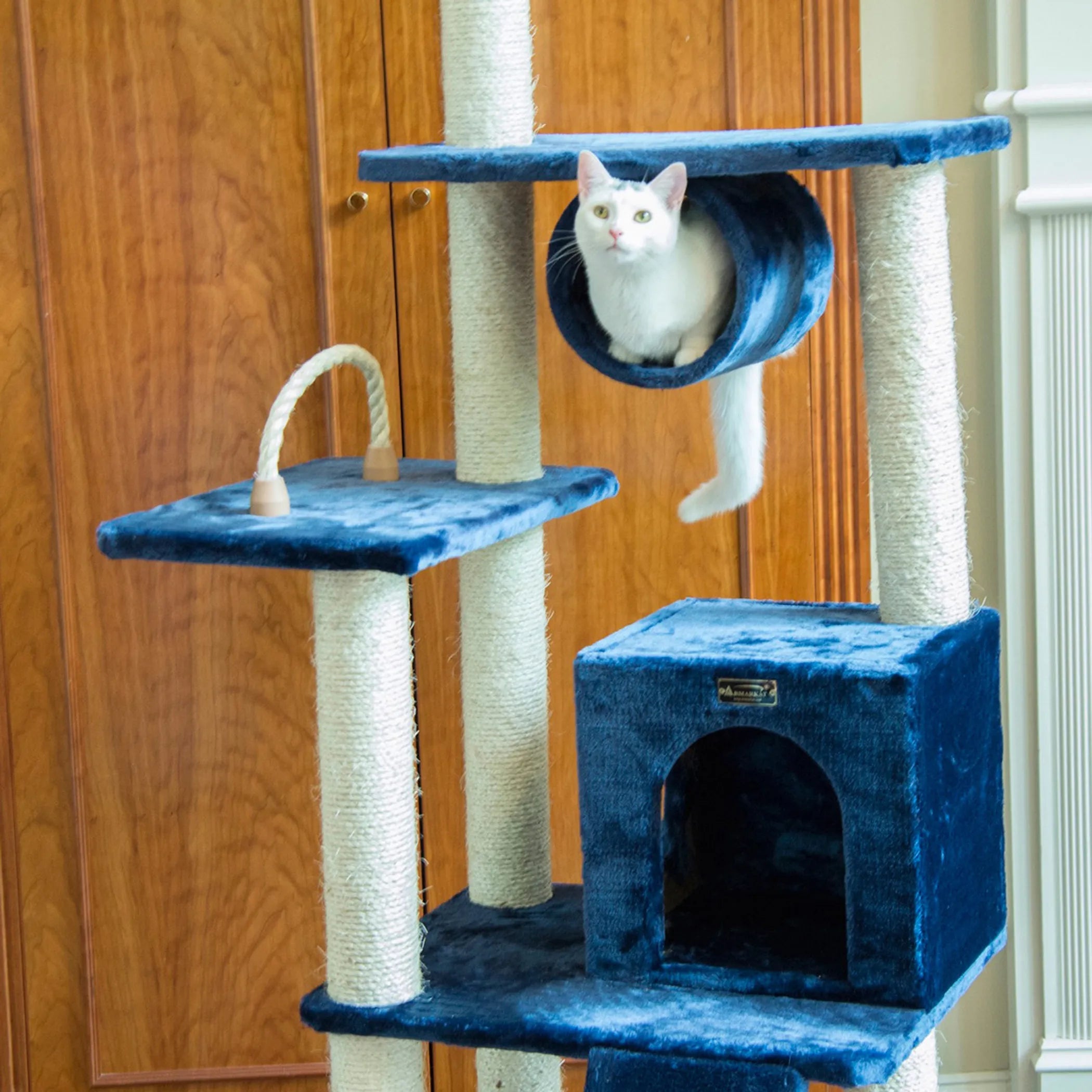 Real Wood 71" Navy Cat ClimbIng Tower Scratching Furniture