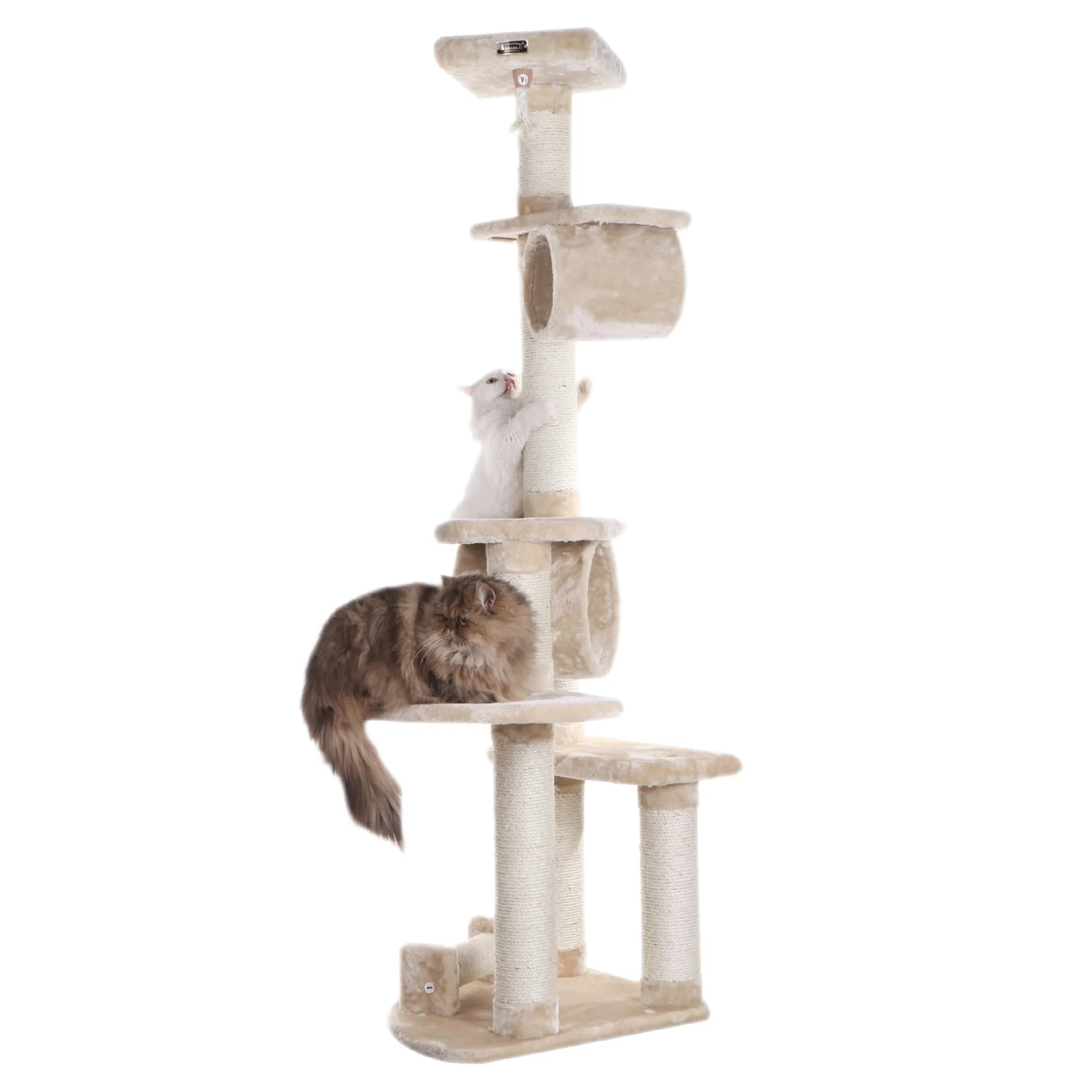 74 " H Real Wood Cat Tree With Cured Sisal Posts A7463