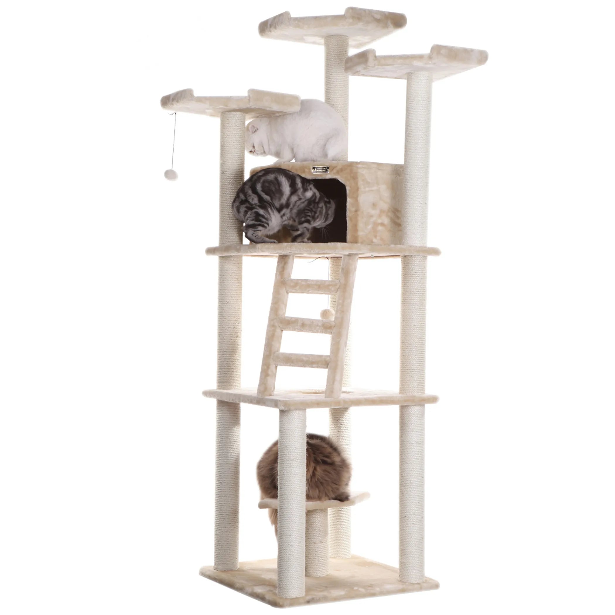 Armarkat Multi-function Real WOOD Cat Tower Beige