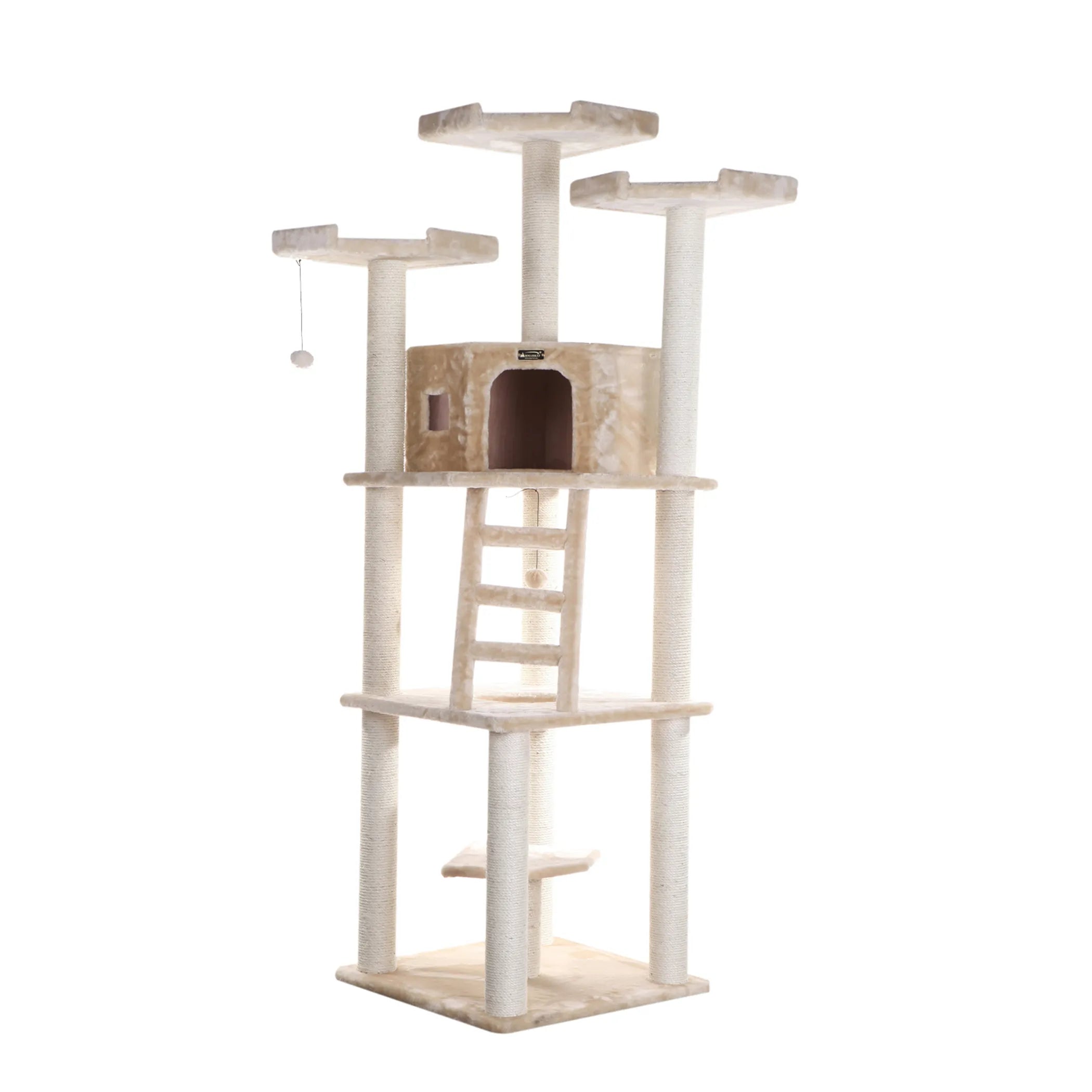 Armarkat Multi-function Real WOOD Cat Tower Beige
