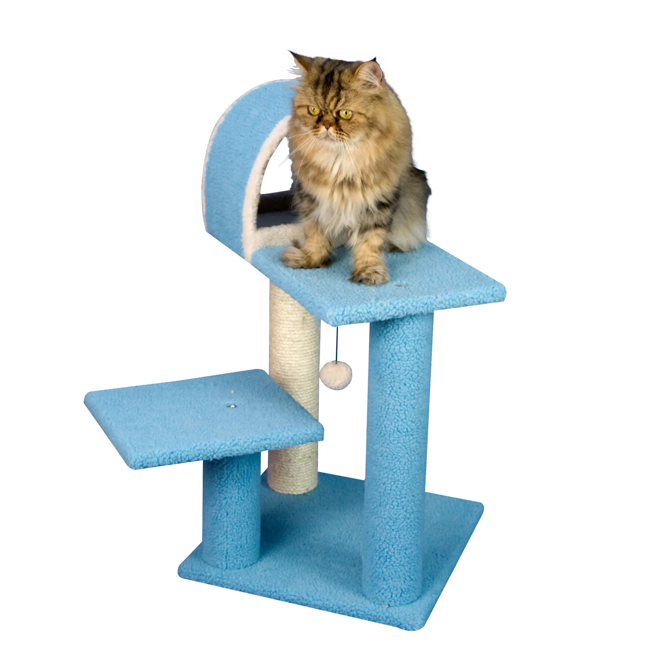 Armarkat Sky Blue 29" Cat Tree Real Wood Cat Tunnel