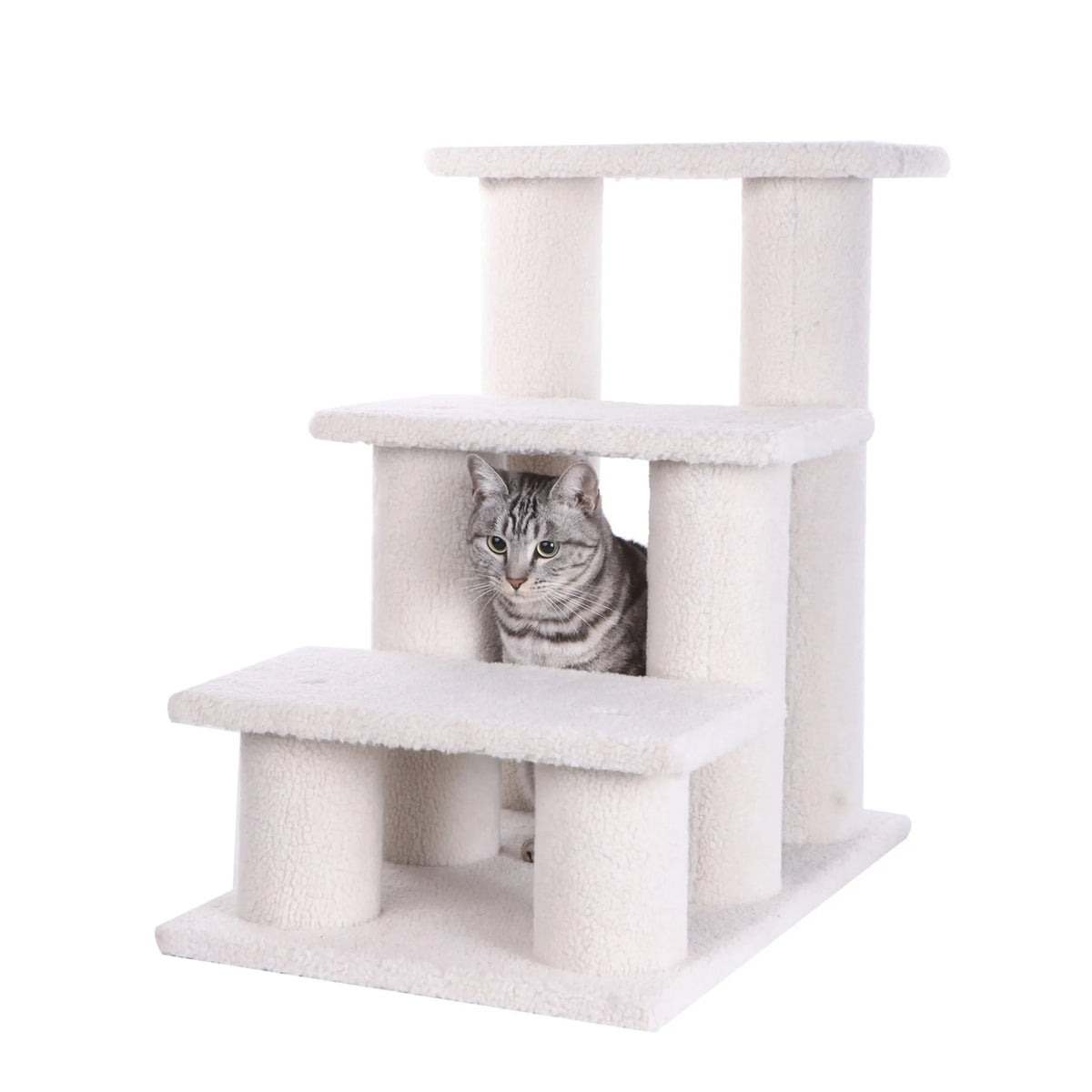 Real Wood 3 Step Cat Step Stairs Ramp,  25" Dogs Climber