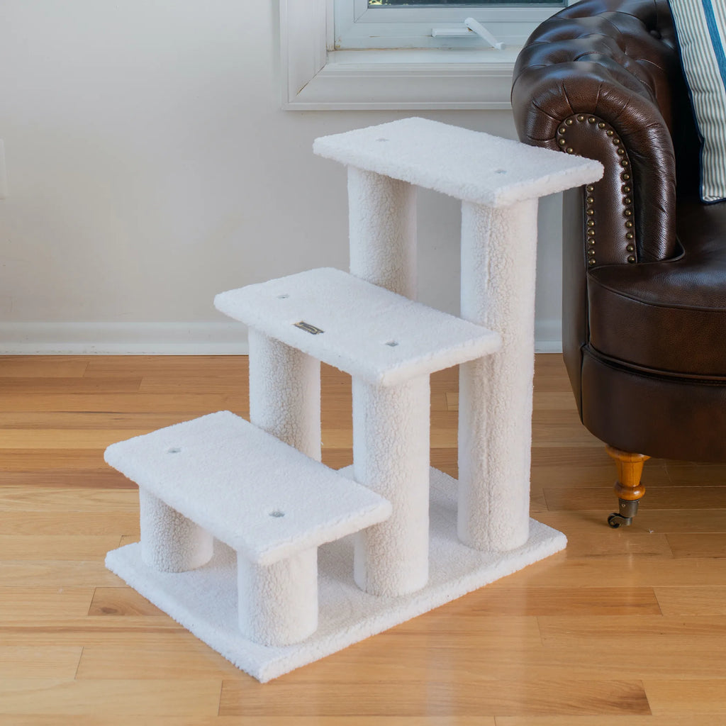 Real Wood 3 Step Cat Step Stairs Ramp,  25" Dogs Climber