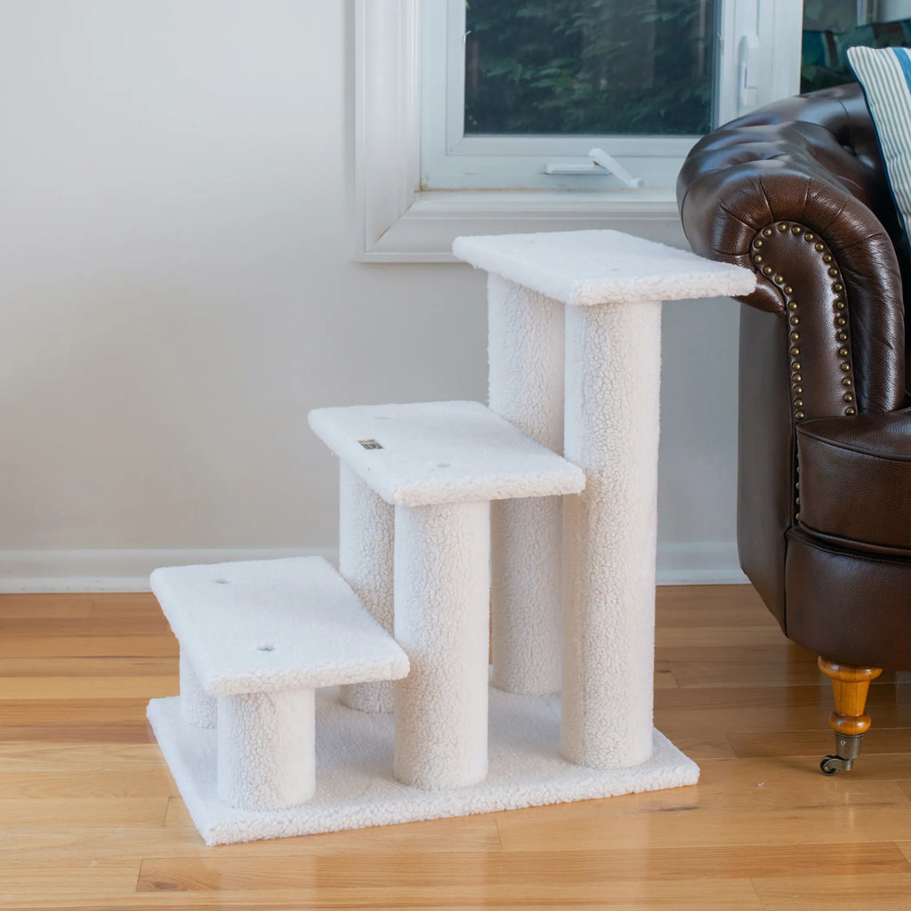 Real Wood 3 Step Cat Step Stairs Ramp,  25" Dogs Climber
