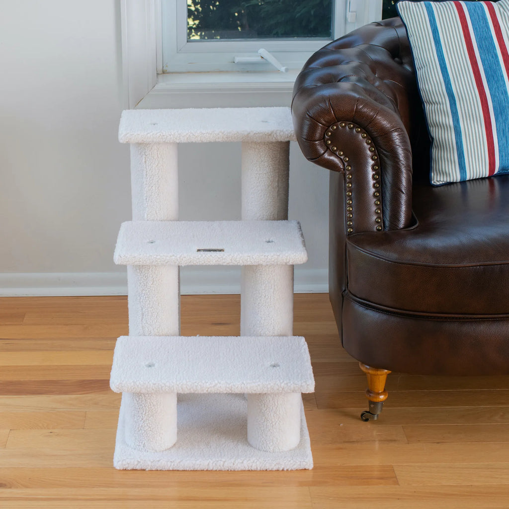 Real Wood 3 Step Cat Step Stairs Ramp,  25" Dogs Climber
