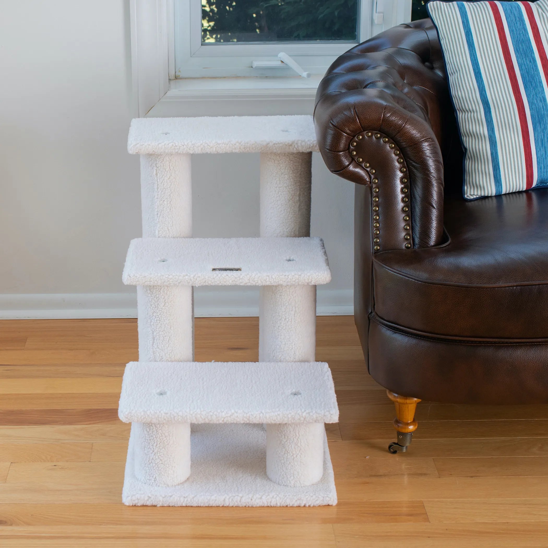 Real Wood 3 Step Cat Step Stairs Ramp,  25" Dogs Climber