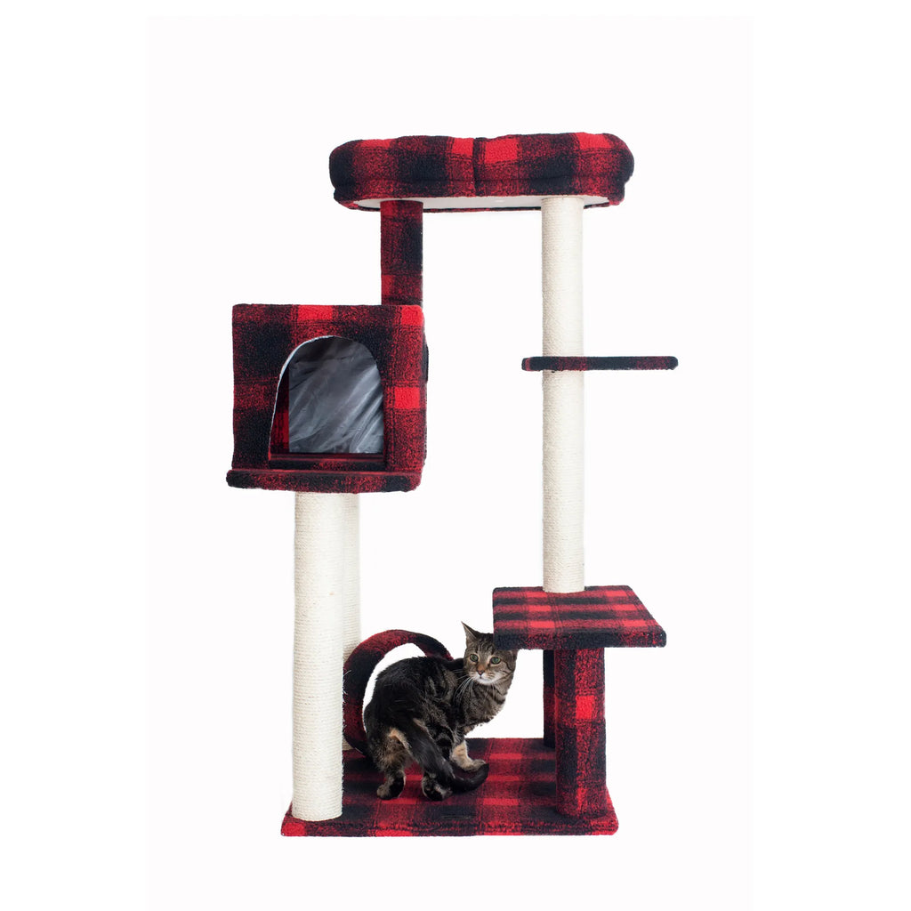 Real Wood B5008 50-Inch Classic Cat Tree With Veranda, Bench
