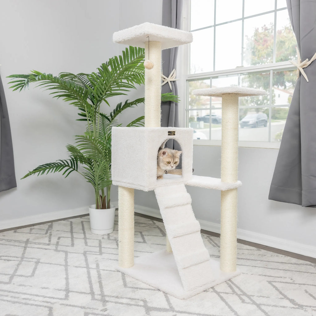 Armarkat Fleece Covered 53" High Cat tree, Real Wood B5301