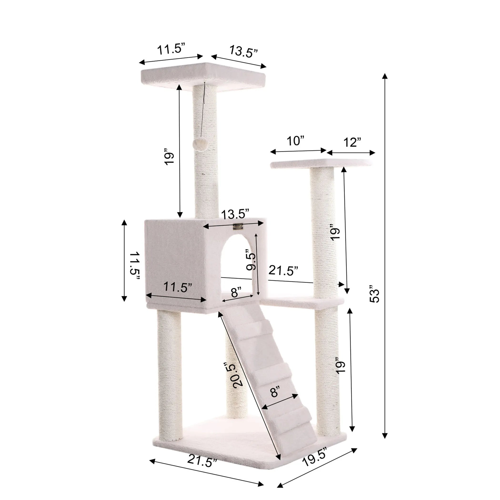 Armarkat Fleece Covered 53" High Cat tree, Real Wood B5301