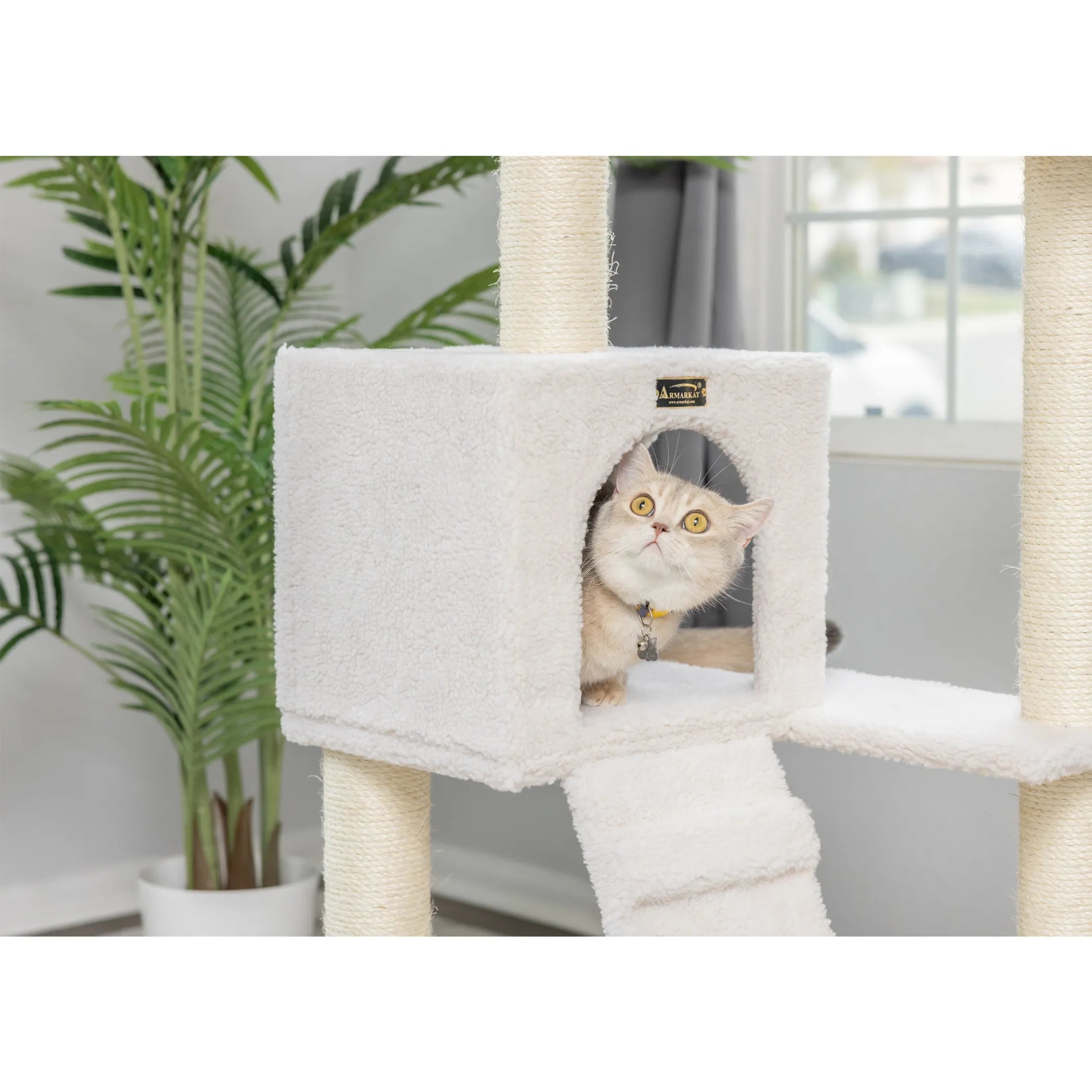 Armarkat Fleece Covered 53" High Cat tree, Real Wood B5301