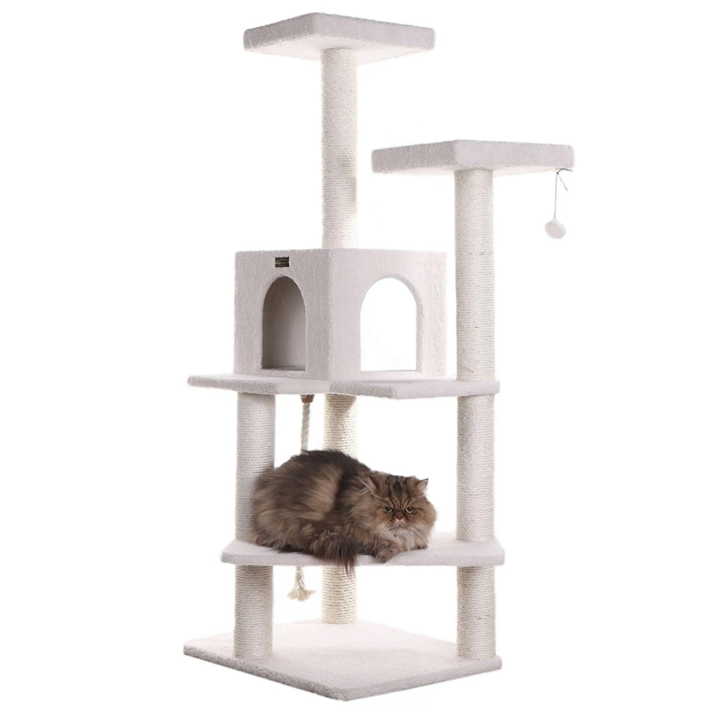 Armarkat Ivory 57" High Cat tree, Fleece Covered Cat Climber