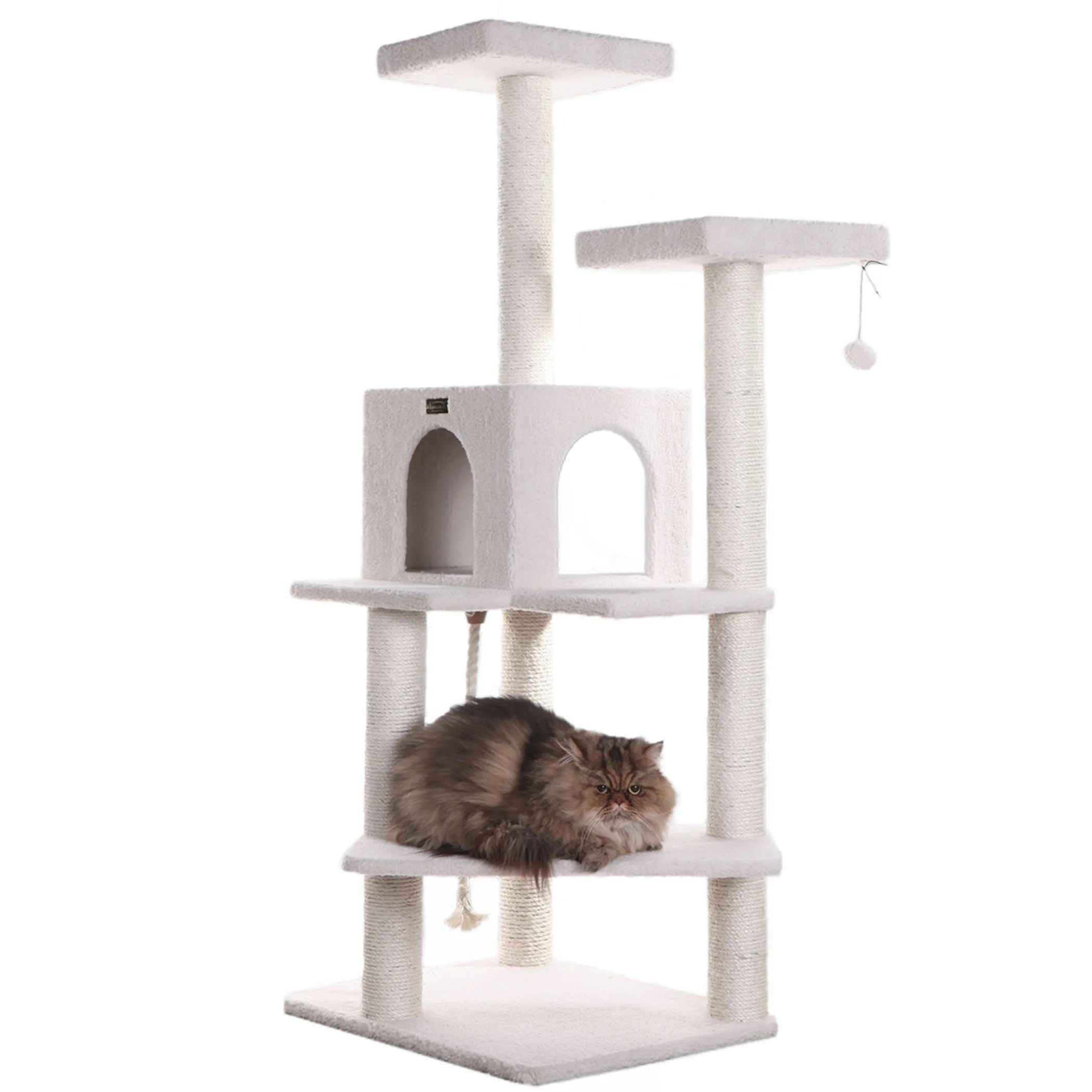 Armarkat Ivory 57" High Cat tree, Fleece Covered Cat Climber