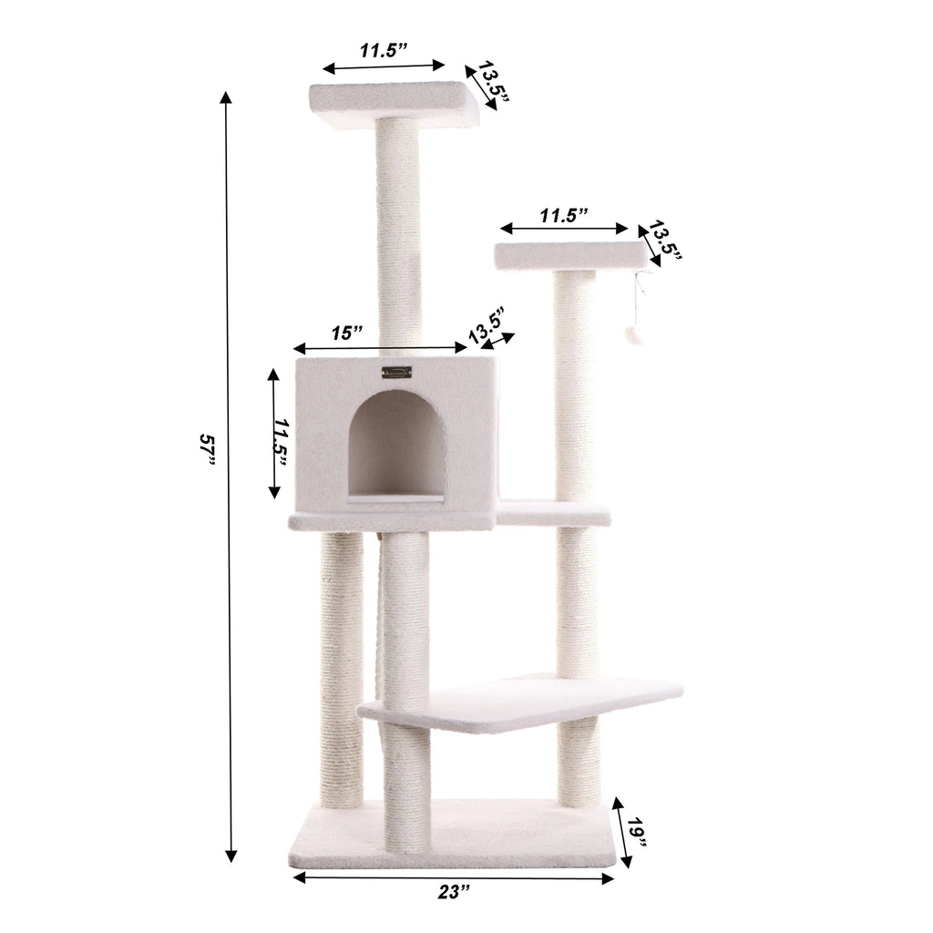 Armarkat Ivory 57" High Cat tree, Fleece Covered Cat Climber