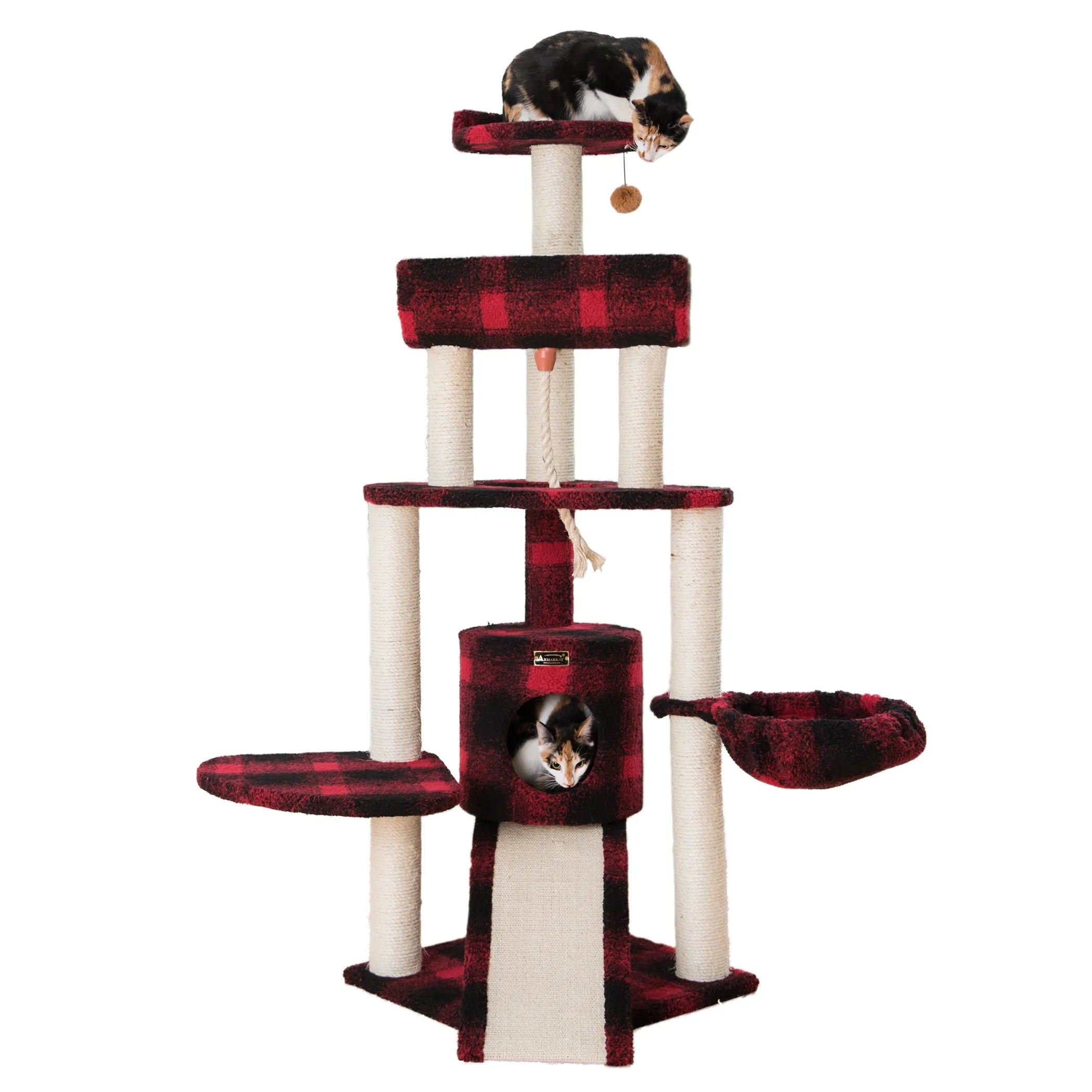 Armarkat Real Wood Spacious Thick Fur Cat Tower W Lounge