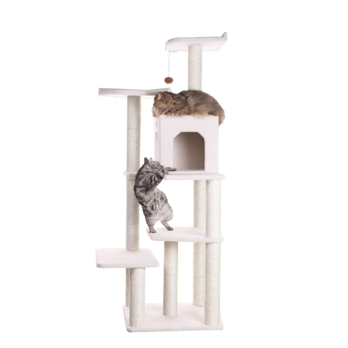 Real Wood B6802 Classic Cat Tree In Ivory 6 Levels Condo