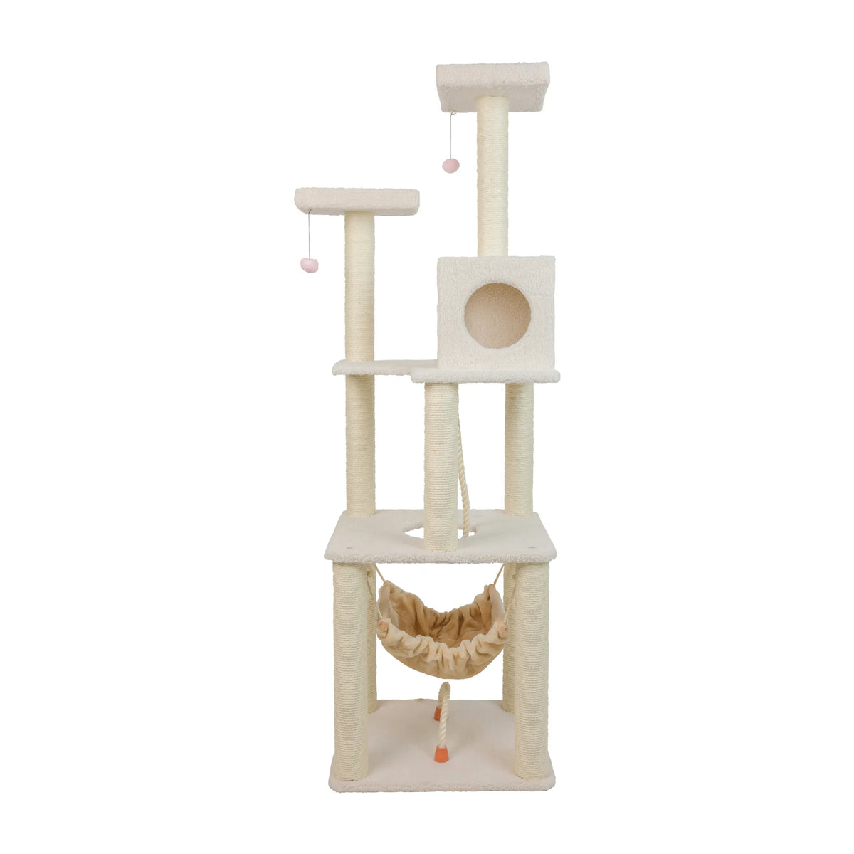 Real Wood B7301 Classic Ivory Cat Tree, 4 Levels With Rope