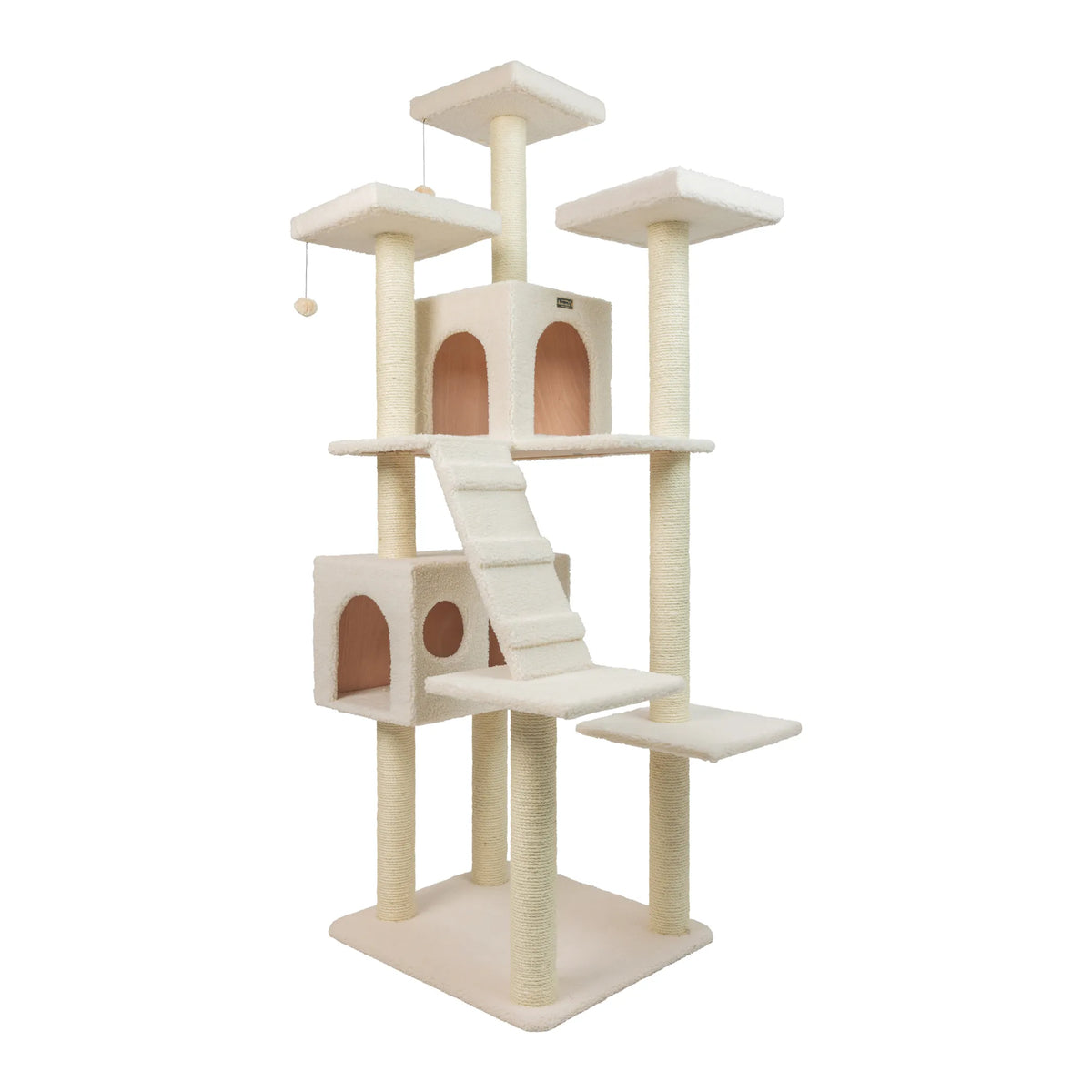 Real Wood Classic Ivory Cat Tree Multi Levels Condos B7701