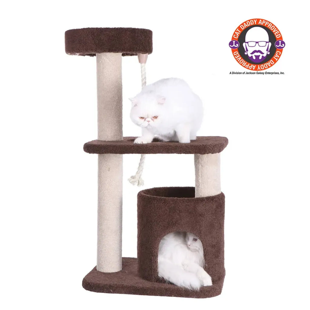 Real Wood 3-Tier Carpeted Cat Tree Condo  Kitten Play House