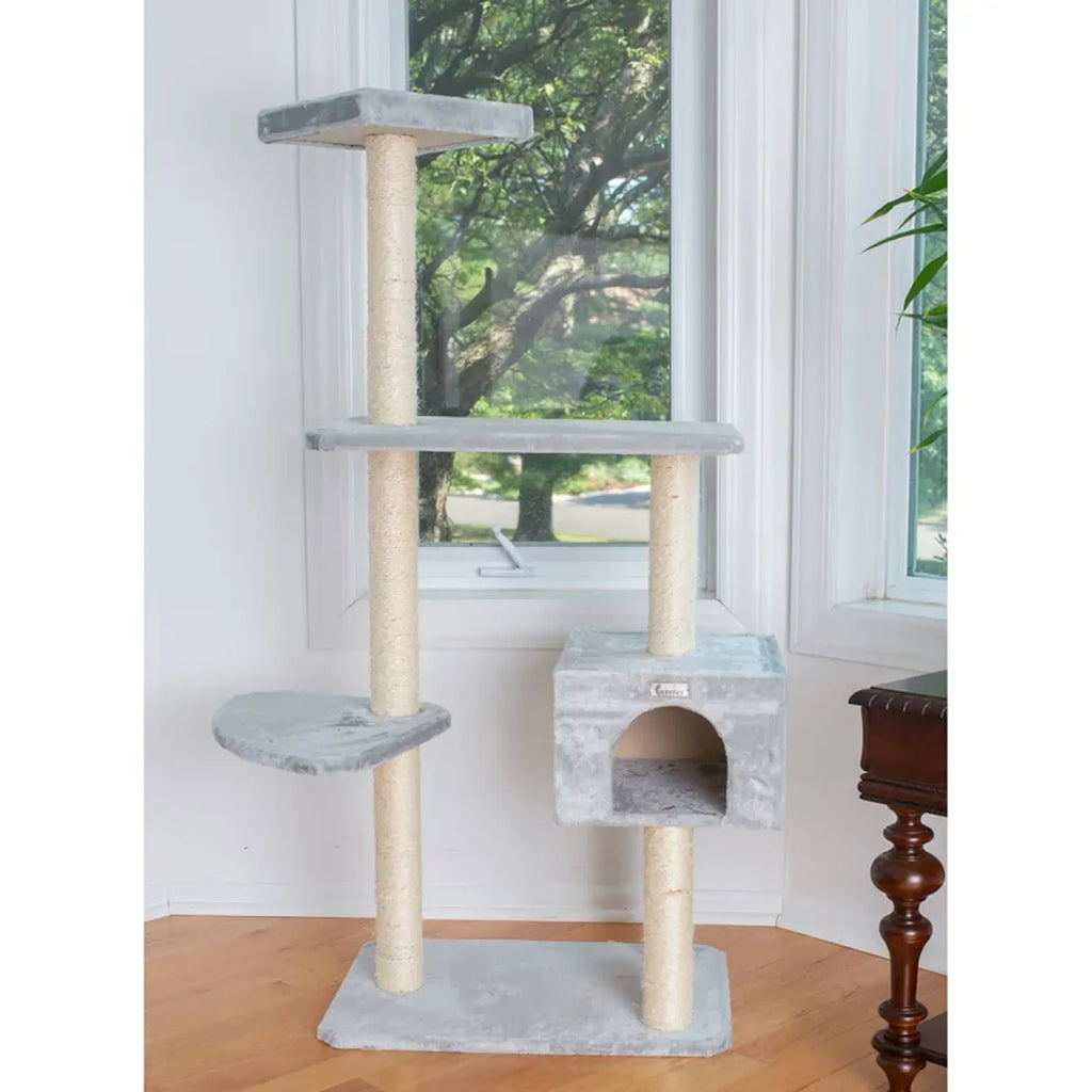 GleePet 57-Inch Cat Tree Real Wood Climbing Perch Gray