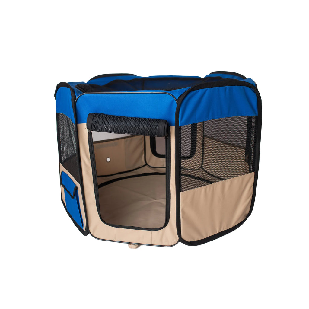 Armarkat PP001B-M Portable Pet Playpen In Blue and BGE Combo