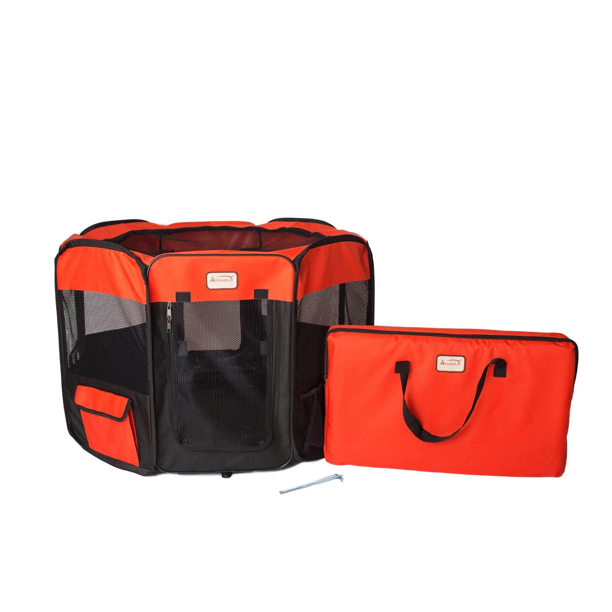 Armarkat PP002R-M Portable Pet Playpen In Bk and Rd Combo