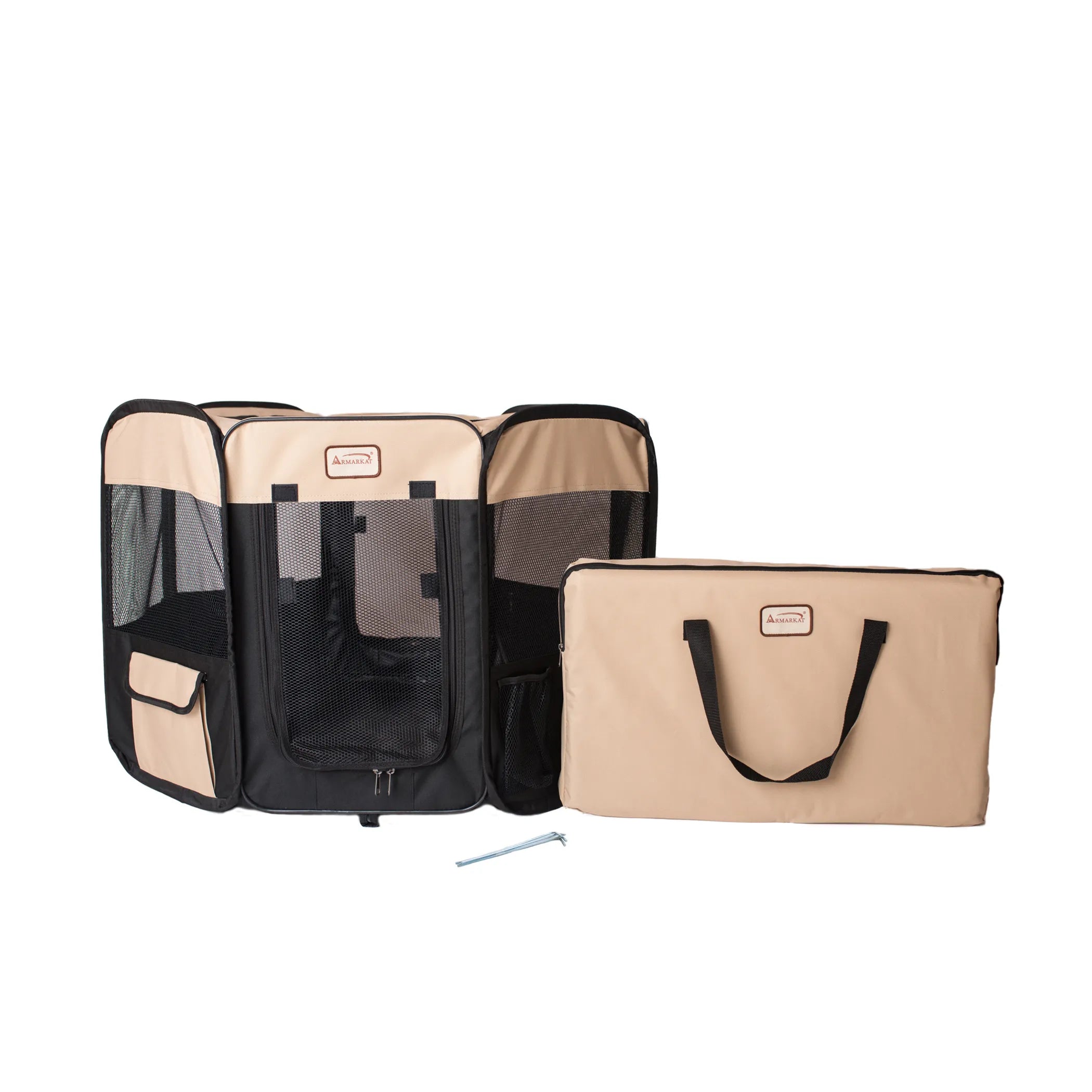 Armarkat PP003BGE-M Portable Pet Playpen In Bk and Bge Combo