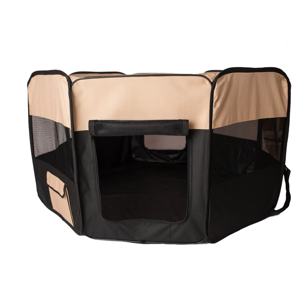 Armarkat PP003BGE-XL Portable Pet Playpen In Bk and Bge Comb