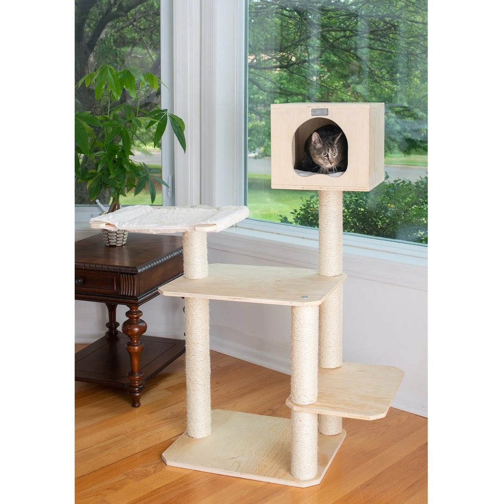 Armarkat Premium Scots Pine Solid Wood Cat Tree, 50" Tall
