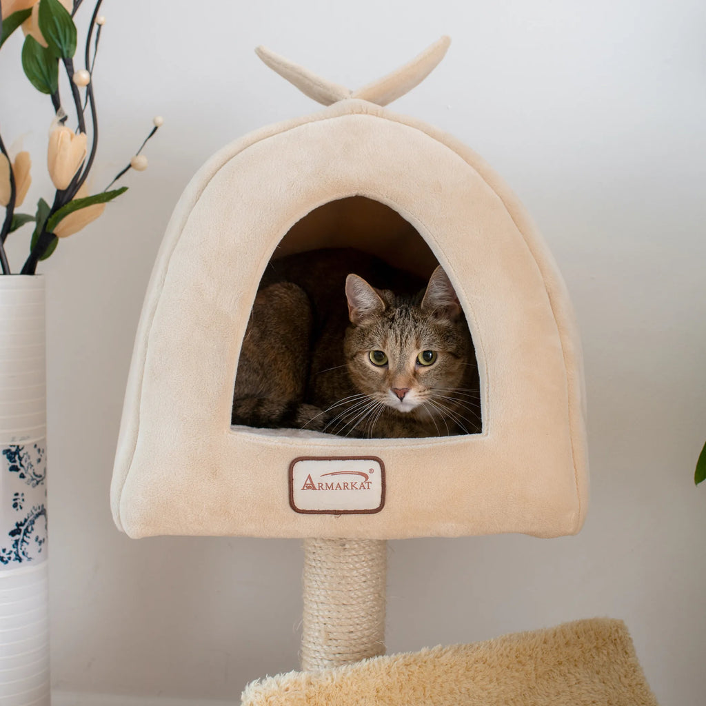 Armarkat X3007 Cat Condo, Real Wood Cat Scratching Post