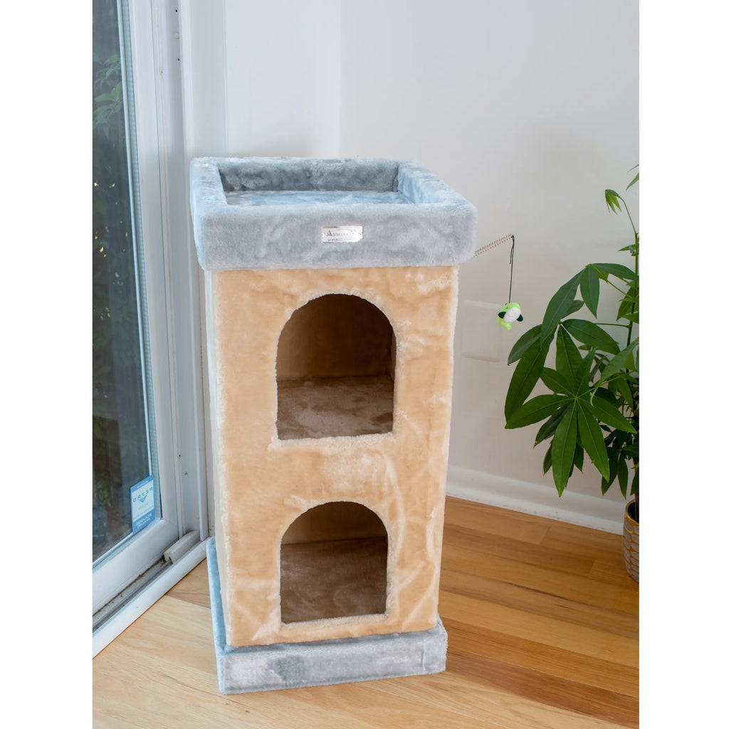 Armarkat Real Wood Double Condo Cat House With Carpet