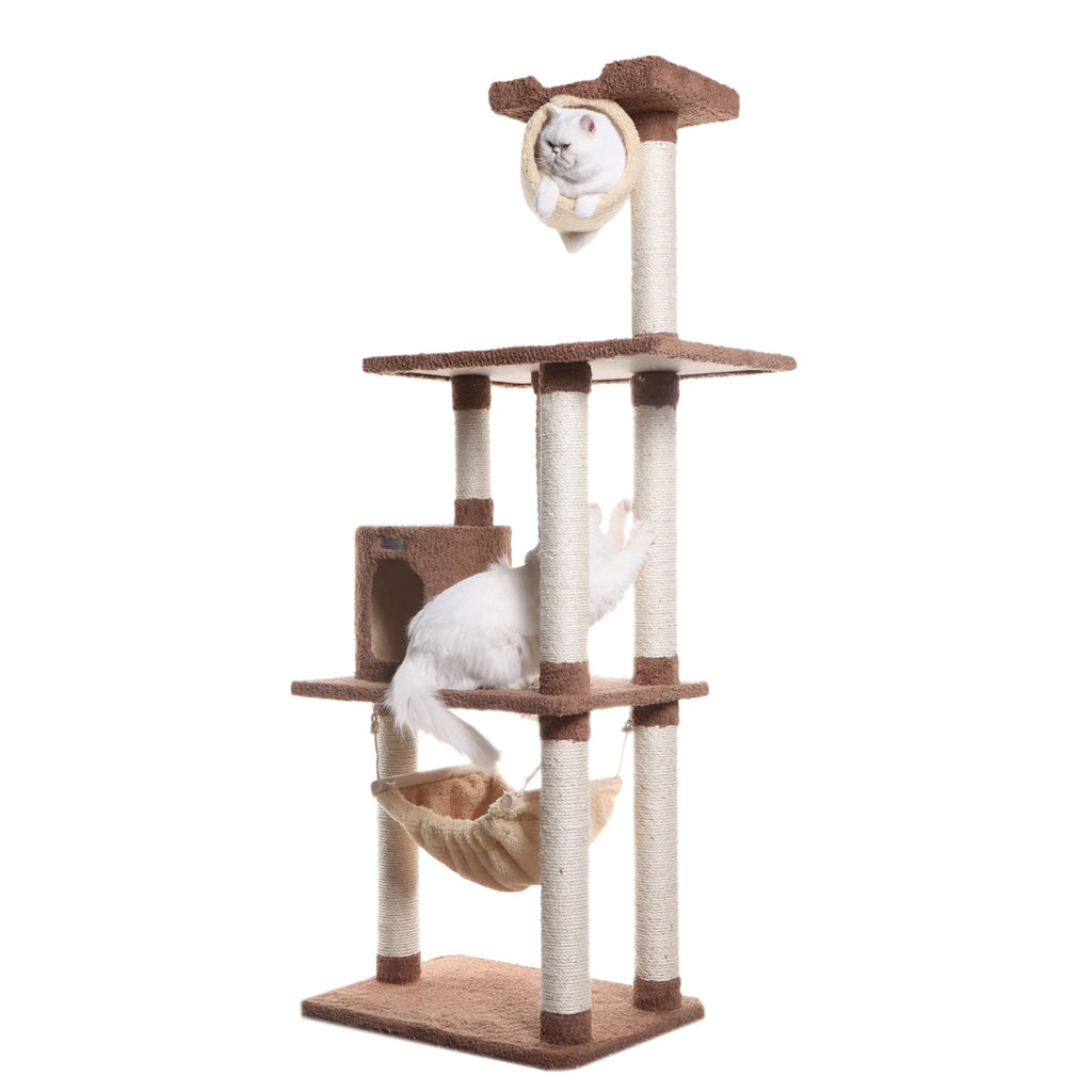Real Wood 70" Cat tree With Scratch posts, Hammock for Cats
