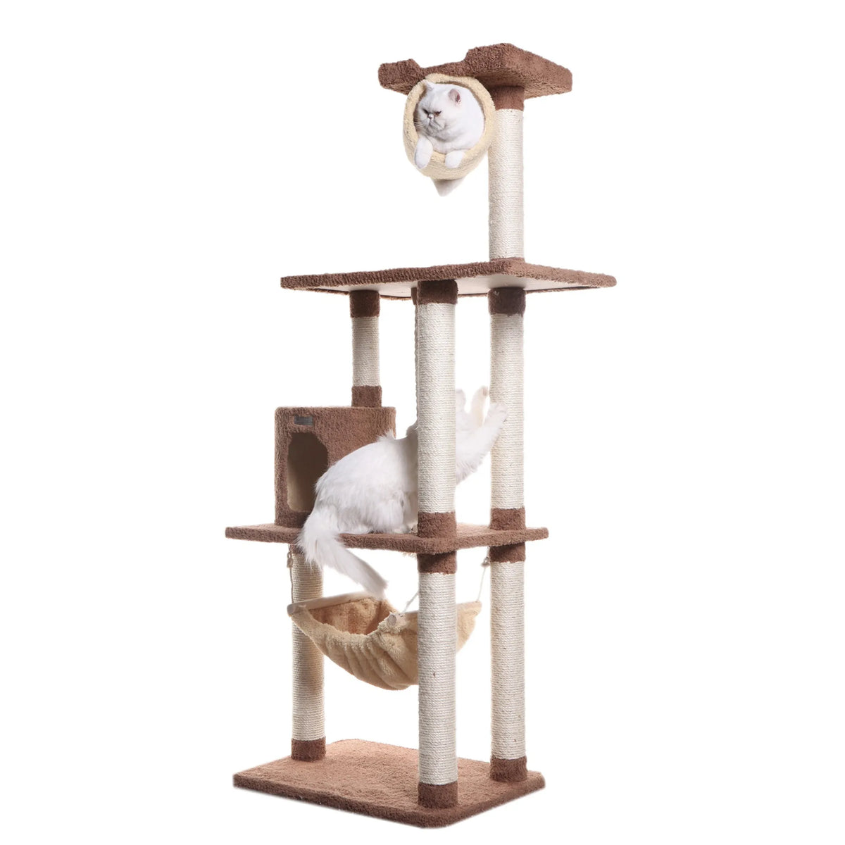 Real Wood 70" Cat tree With Scratch posts, Hammock for Cats