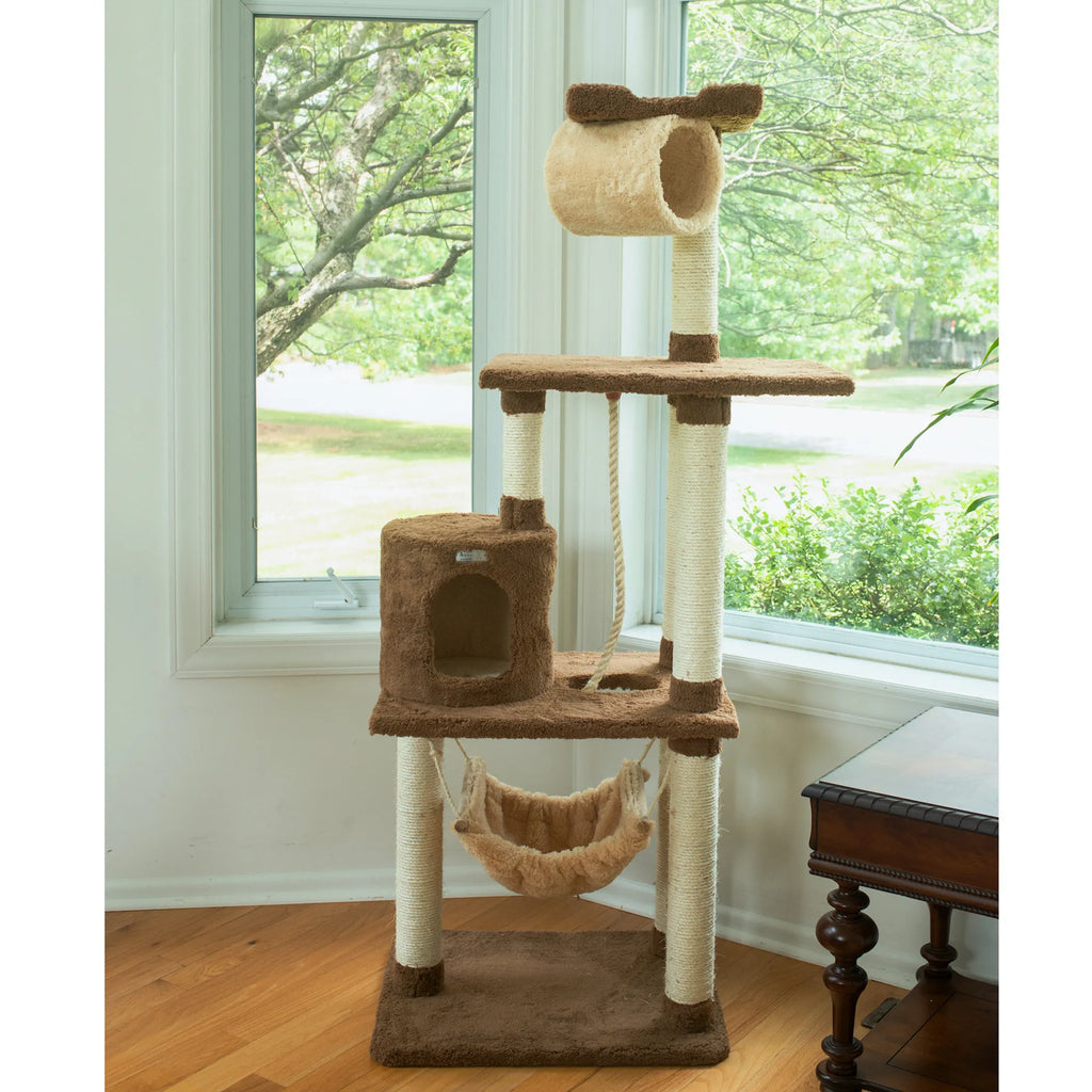 Real Wood 70" Cat tree With Scratch posts, Hammock for Cats