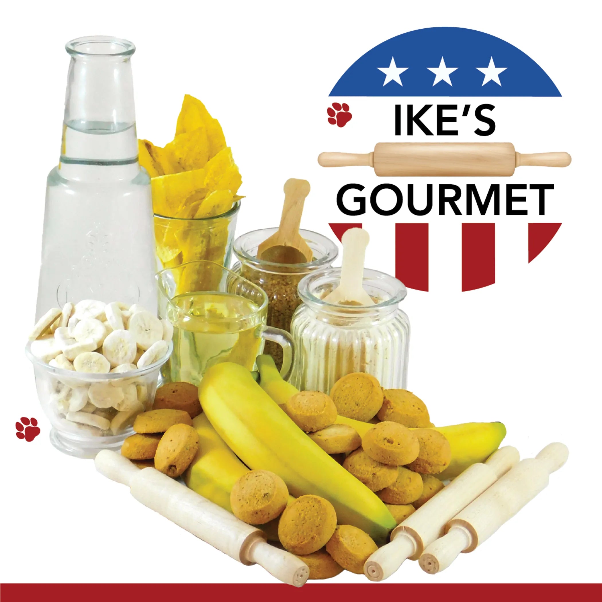 Ike's Gourmet Banana Bread Dog Treat Cookies - Real Fruit Shortbread Cookies Vegan and All-Natural Grain and Gluten Free Made in USA