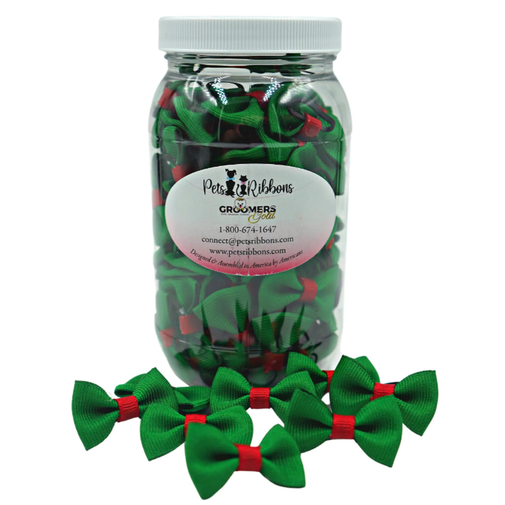 GD110 | 50-100 Christmas Dog / Cat Dinky bows in a bottle|Pets Ribbons