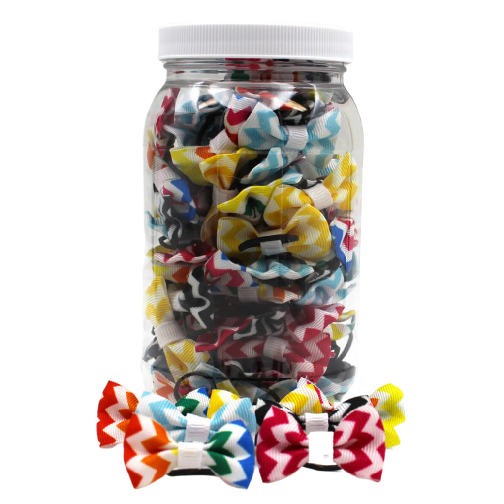 GD121 | 50-100 Chevron Groomers Dinky dog/cat Bows in Jar|Pets Ribbons