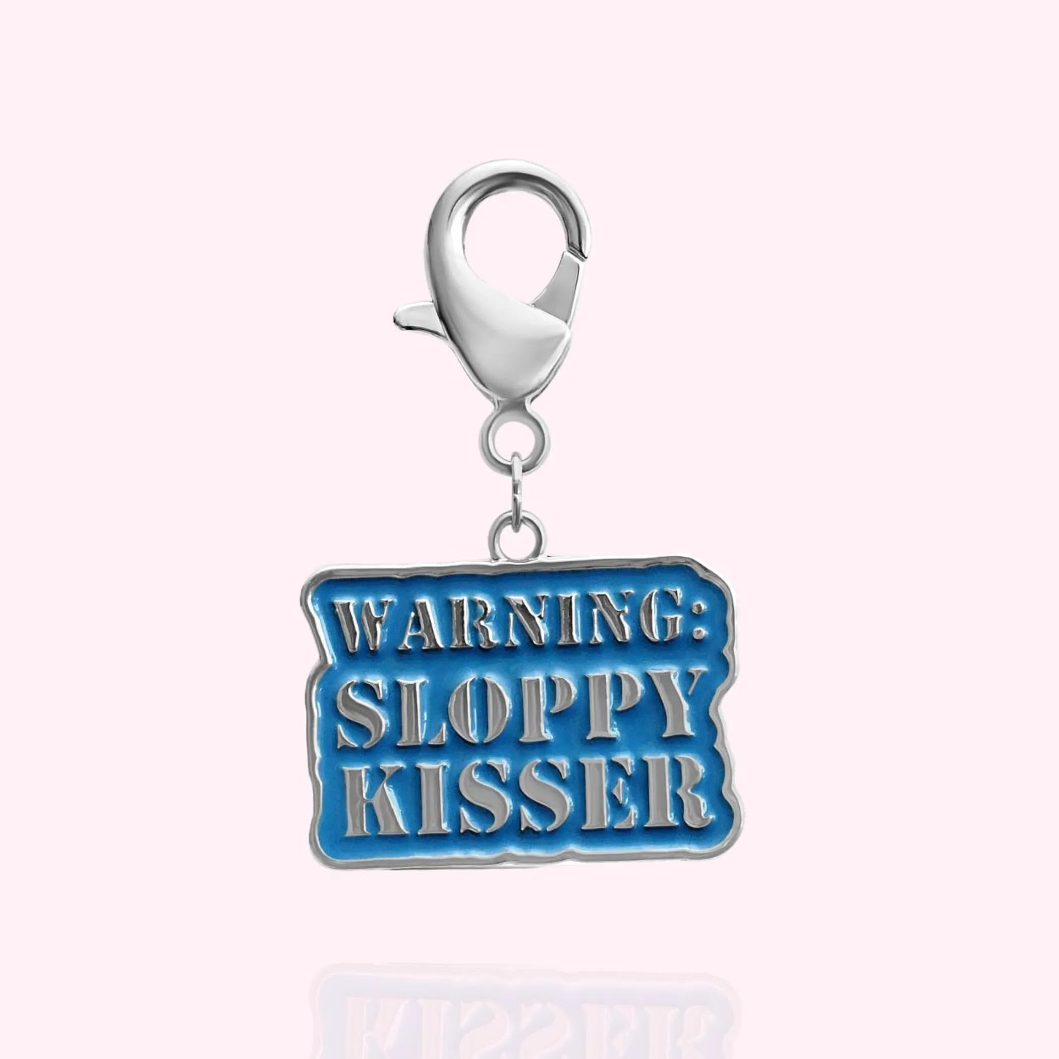 "Warning: Sloppy Kisser" Dog Collar Charm