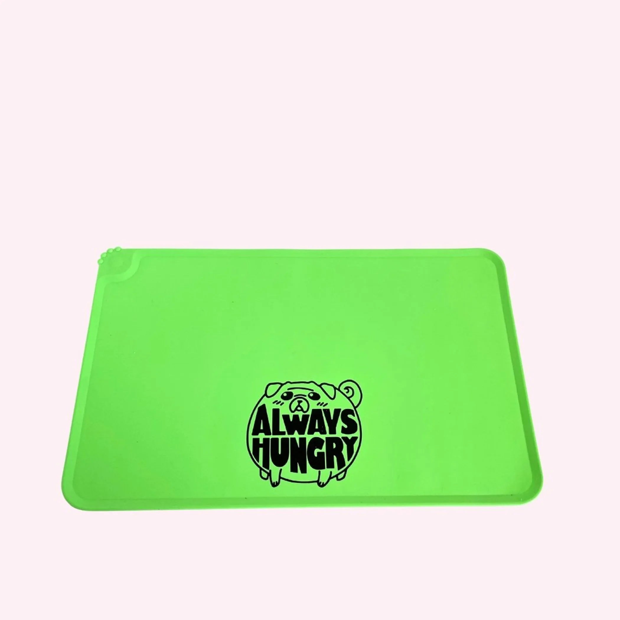 "Always Hungry" Green Dog Food Mat