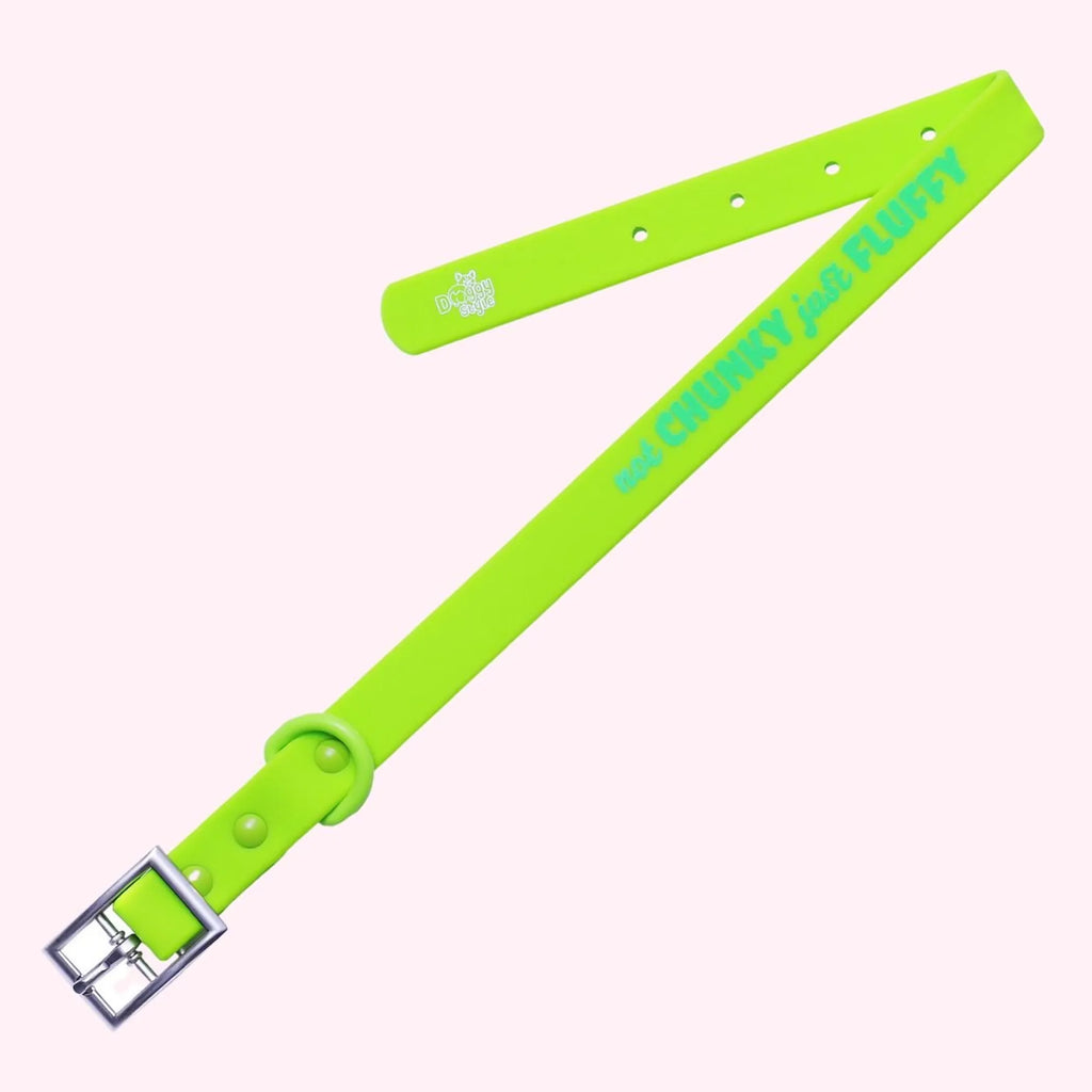 "Not Chunky Just Fluffy" Lime Green Silicone Collar
