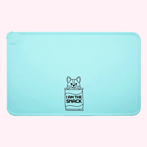 "I Am The Snack" Aqua Dog Food Mat